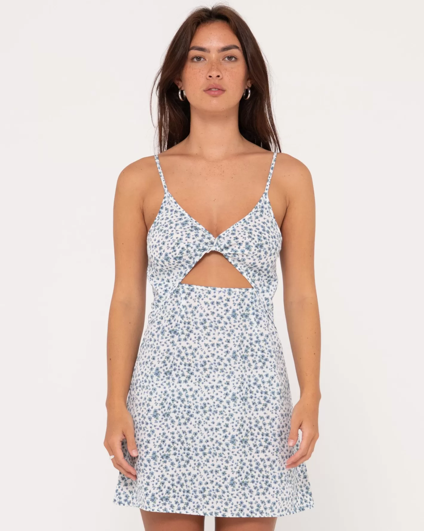 Mujer Rusty Balnear Minivestido Con Aberturas Y Estampado Floral