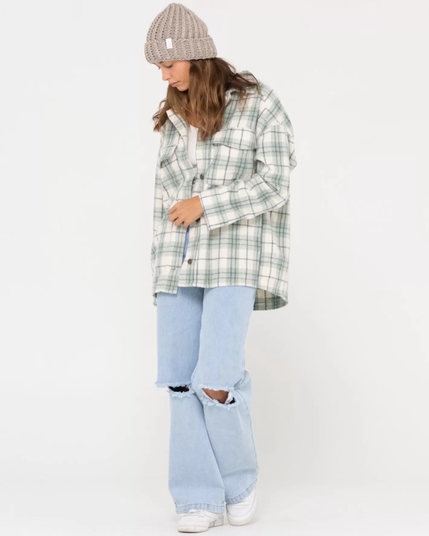 Mujer Rusty Camisa A Cuadros Extragrande Con Tallo