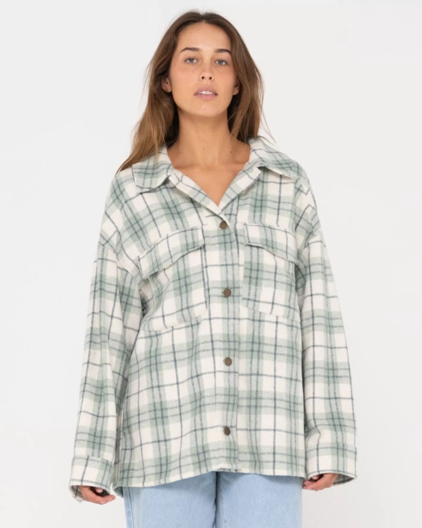 Mujer Rusty Camisa A Cuadros Extragrande Con Tallo