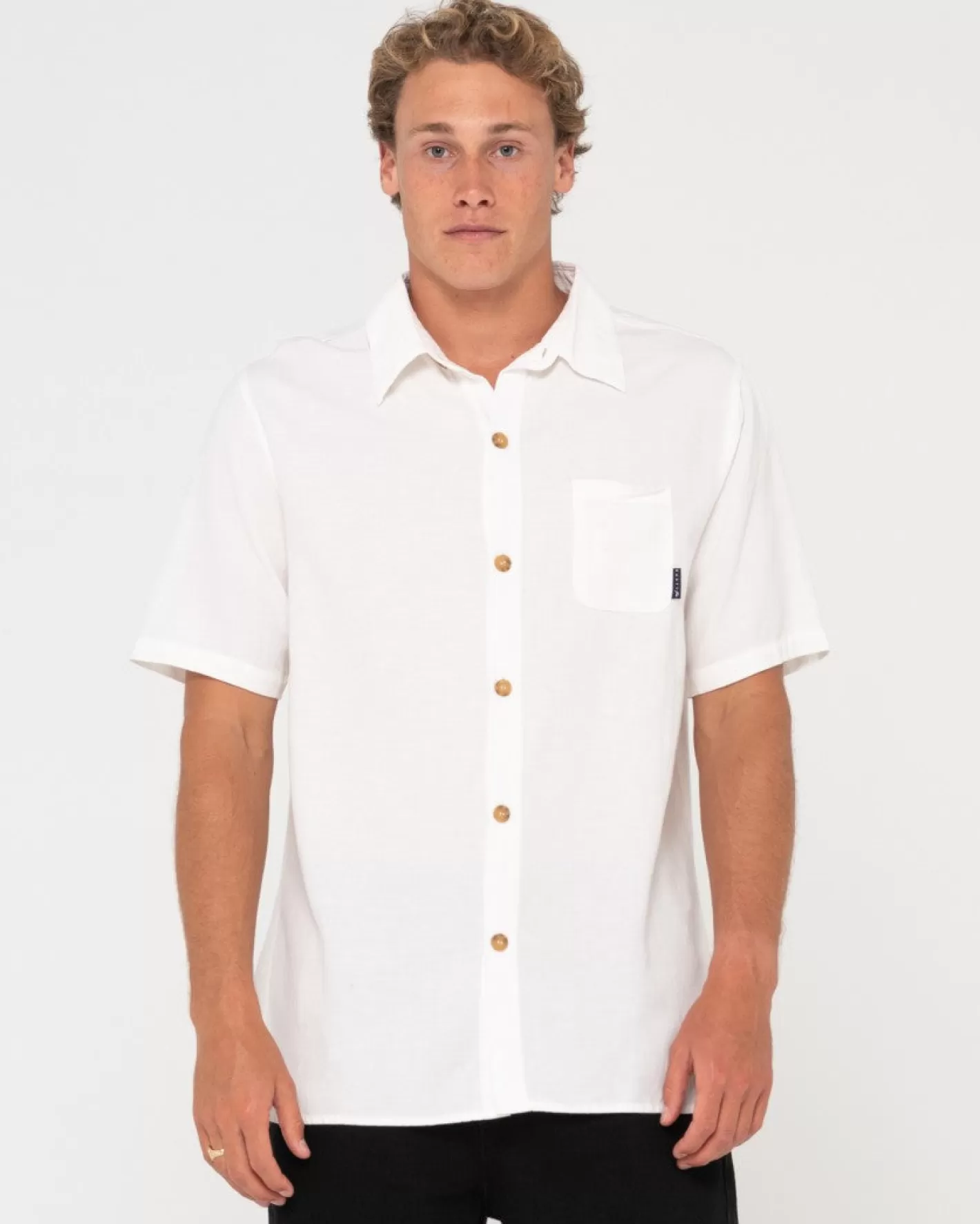 Hombre Rusty Camisa De Lino De Manga Corta Overtone