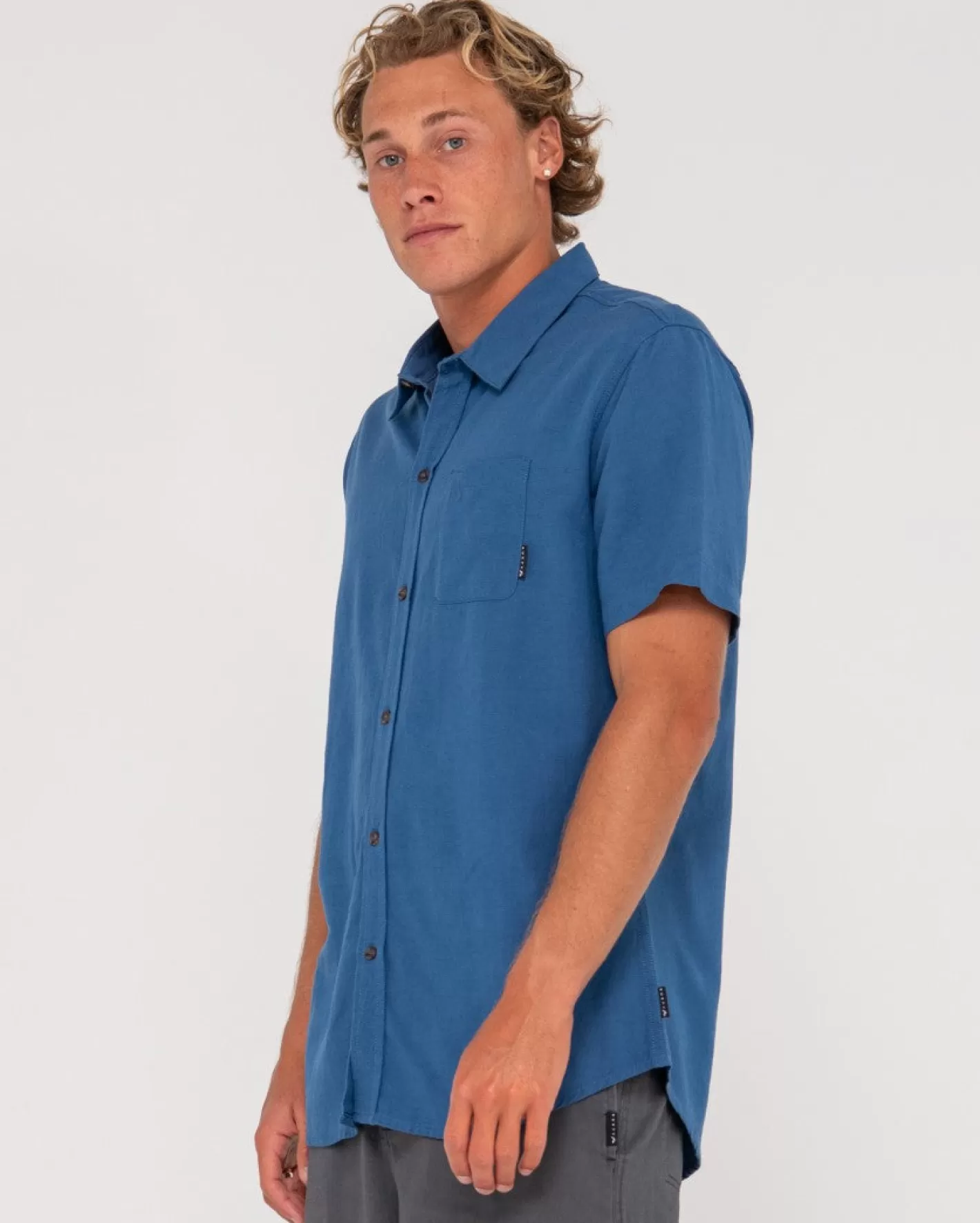 Hombre Rusty Camisa De Lino De Manga Corta Overtone