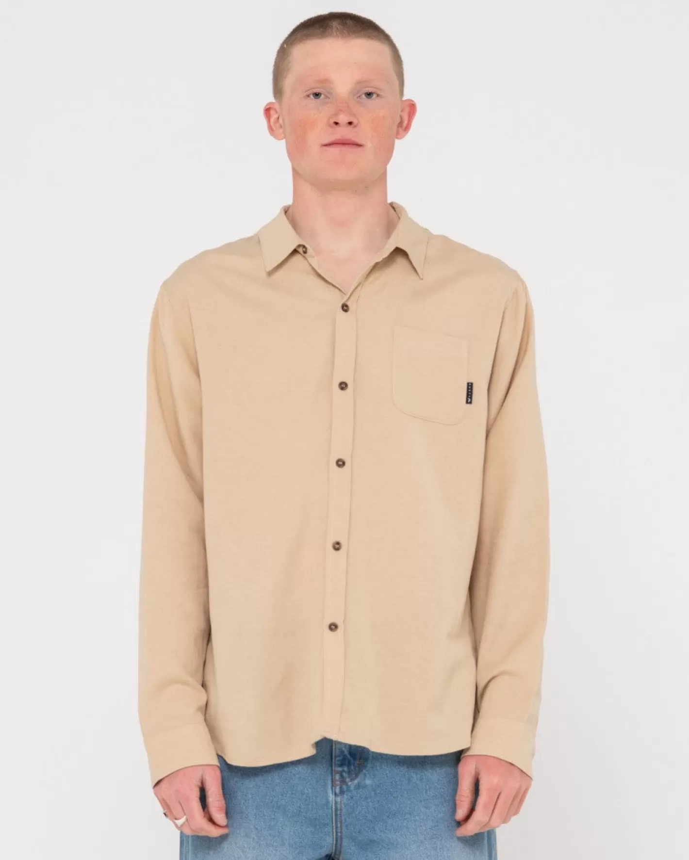 Hombre Rusty Camisa De Lino De Manga Larga Overtone