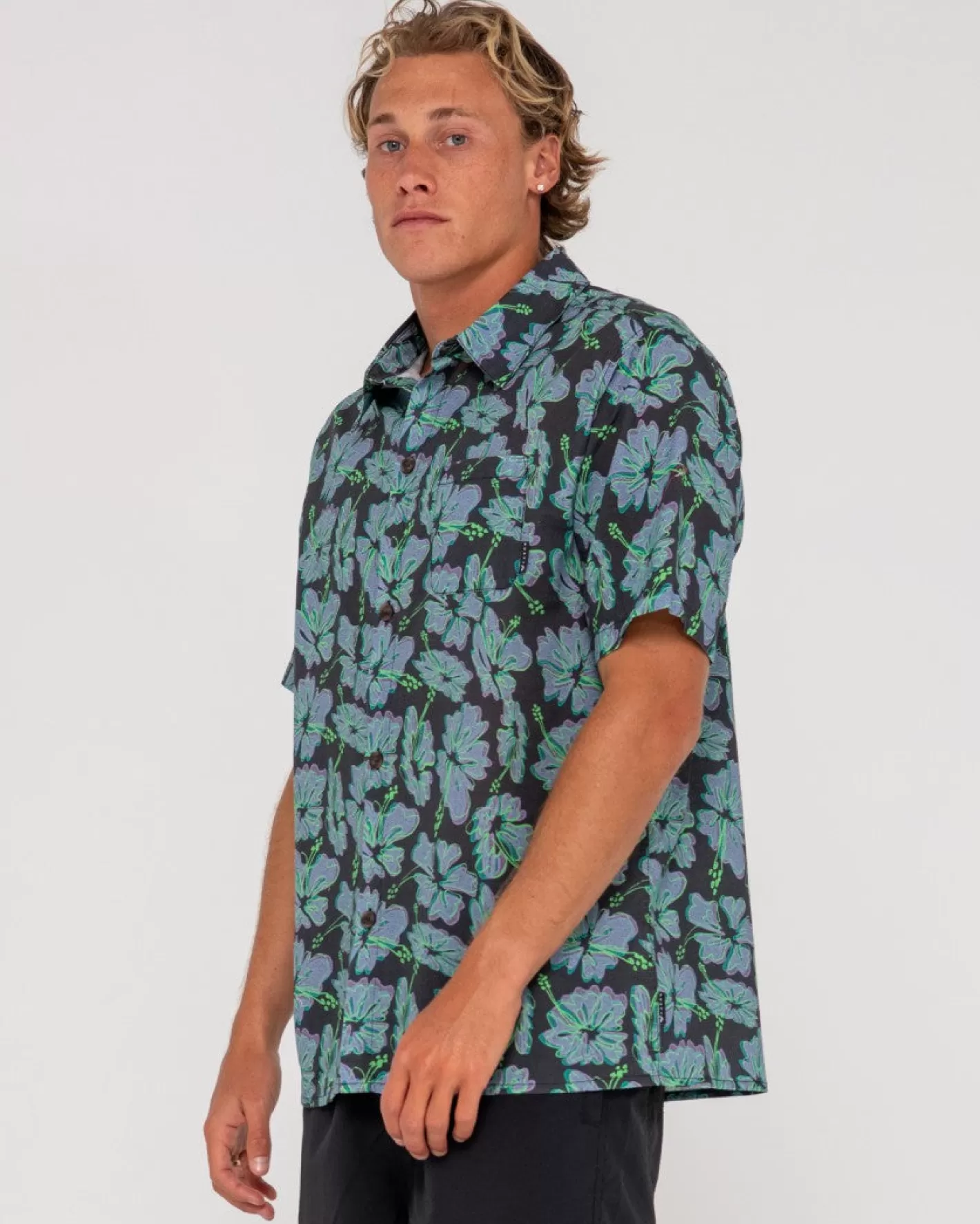 Hombre Rusty Camisa De Manga Corta De Ajuste Relajado Hi Viscus Ramie