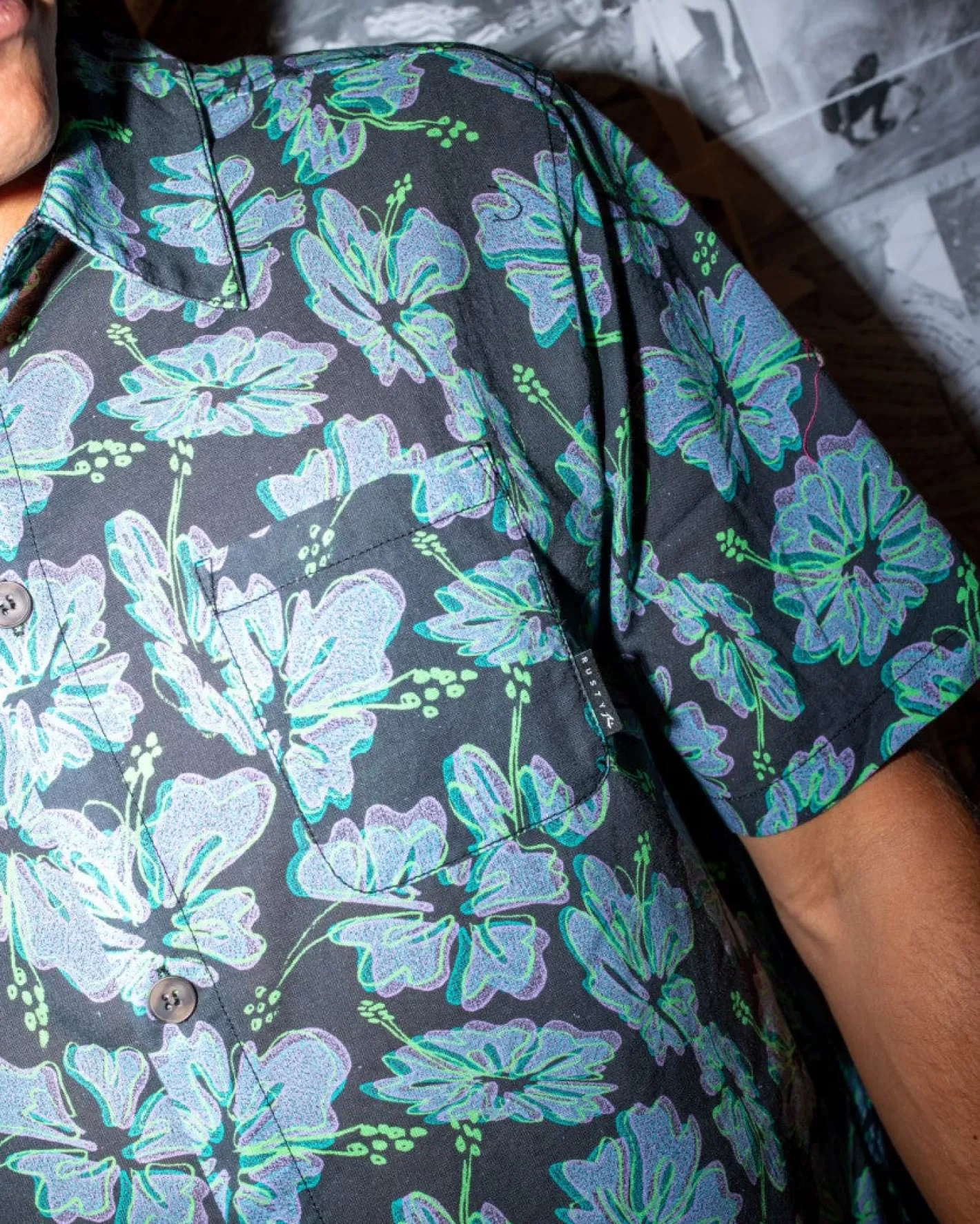Hombre Rusty Camisa De Manga Corta De Ajuste Relajado Hi Viscus Ramie