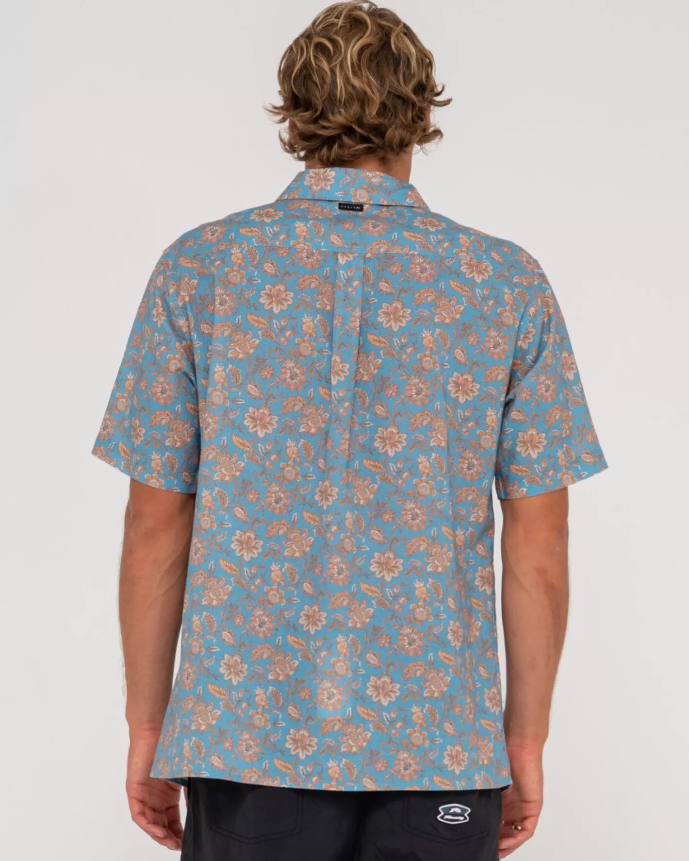 Hombre Rusty Camisa De Manga Corta De Corte Relajado Mosaic Ramie