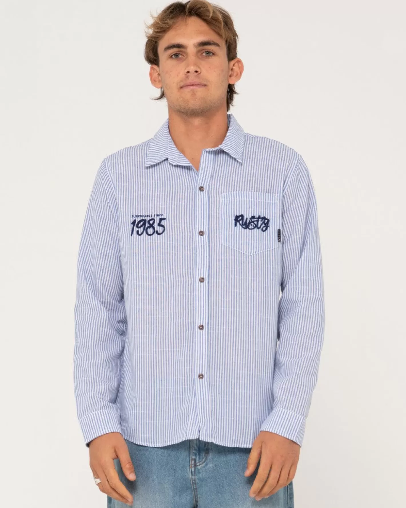 Hombre Rusty Camisa De Manga Larga De Lino Boat Day