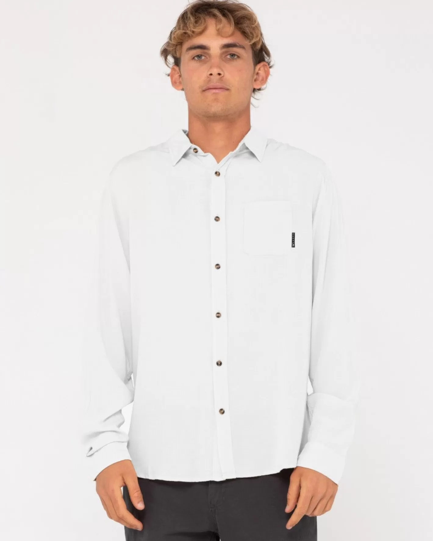 Hombre Rusty Camisa De Rayon De Manga Larga Razor