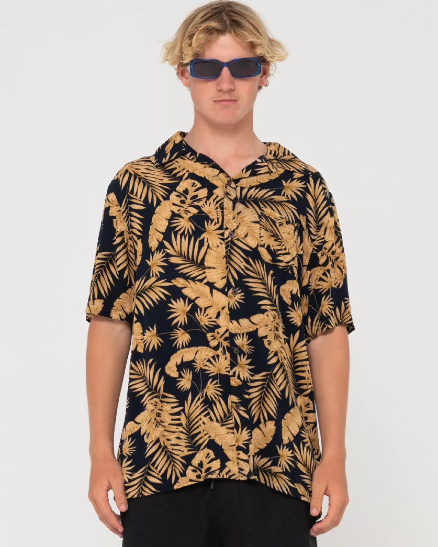 Hombre Rusty Camisa Estampada De Manga Corta Night Swim
