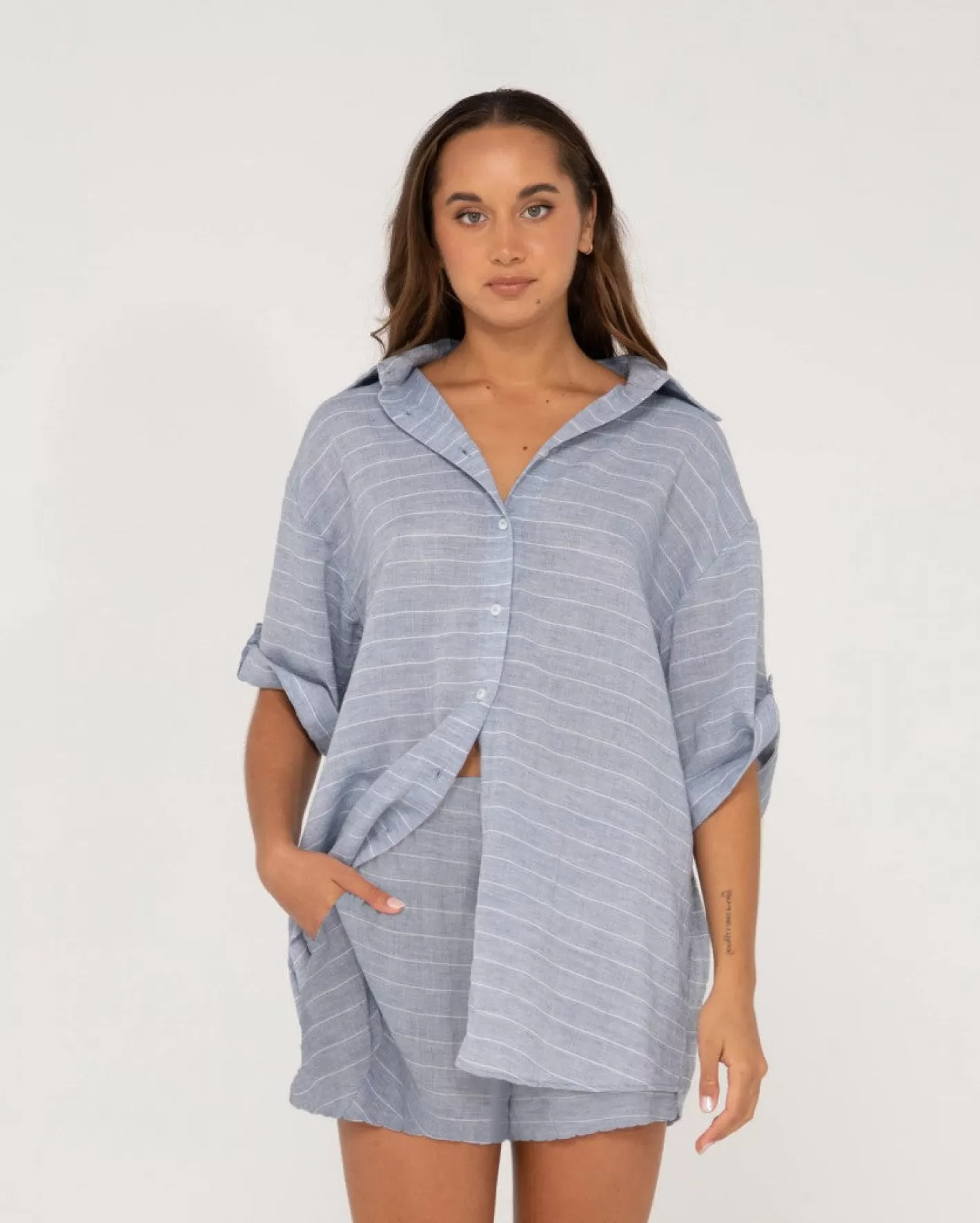 Mujer Rusty Camisa Extragrande A Rayas Siena