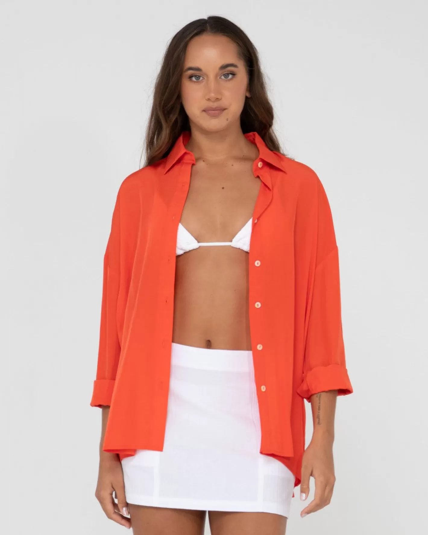 Mujer Rusty Camisa Extragrande De Manga Larga Porter