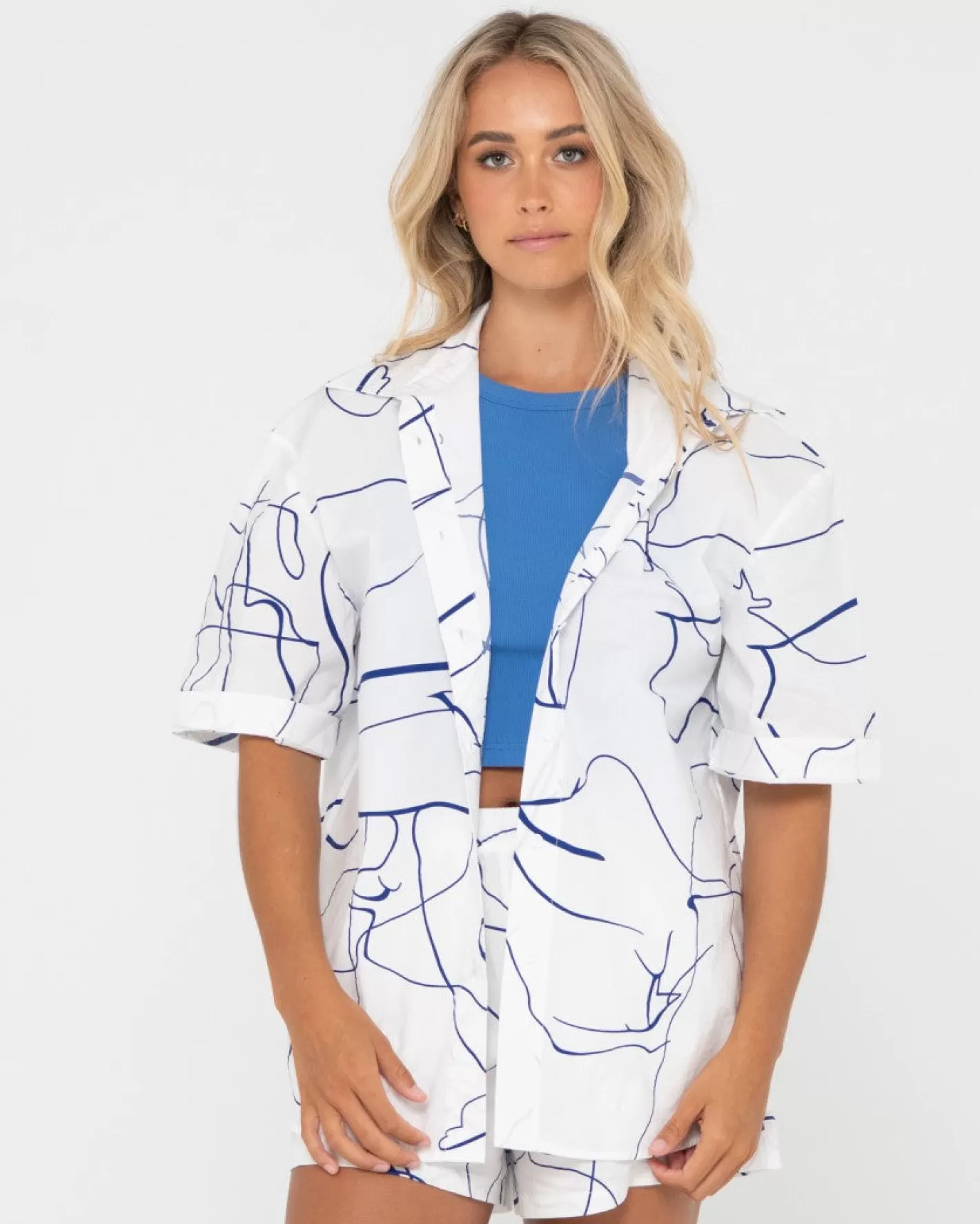 Mujer Rusty Camisa Manga Corta Pinceladas