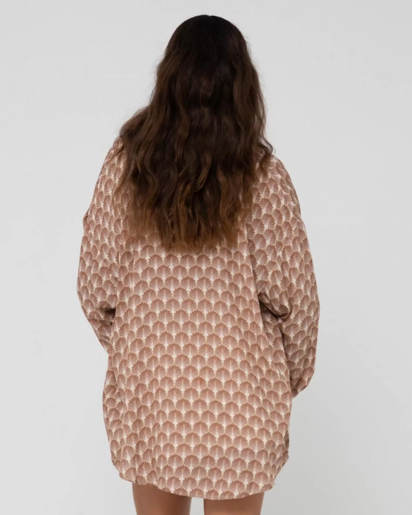 Mujer Rusty Camisa Oversize De Manga Larga Con Estampado Panama