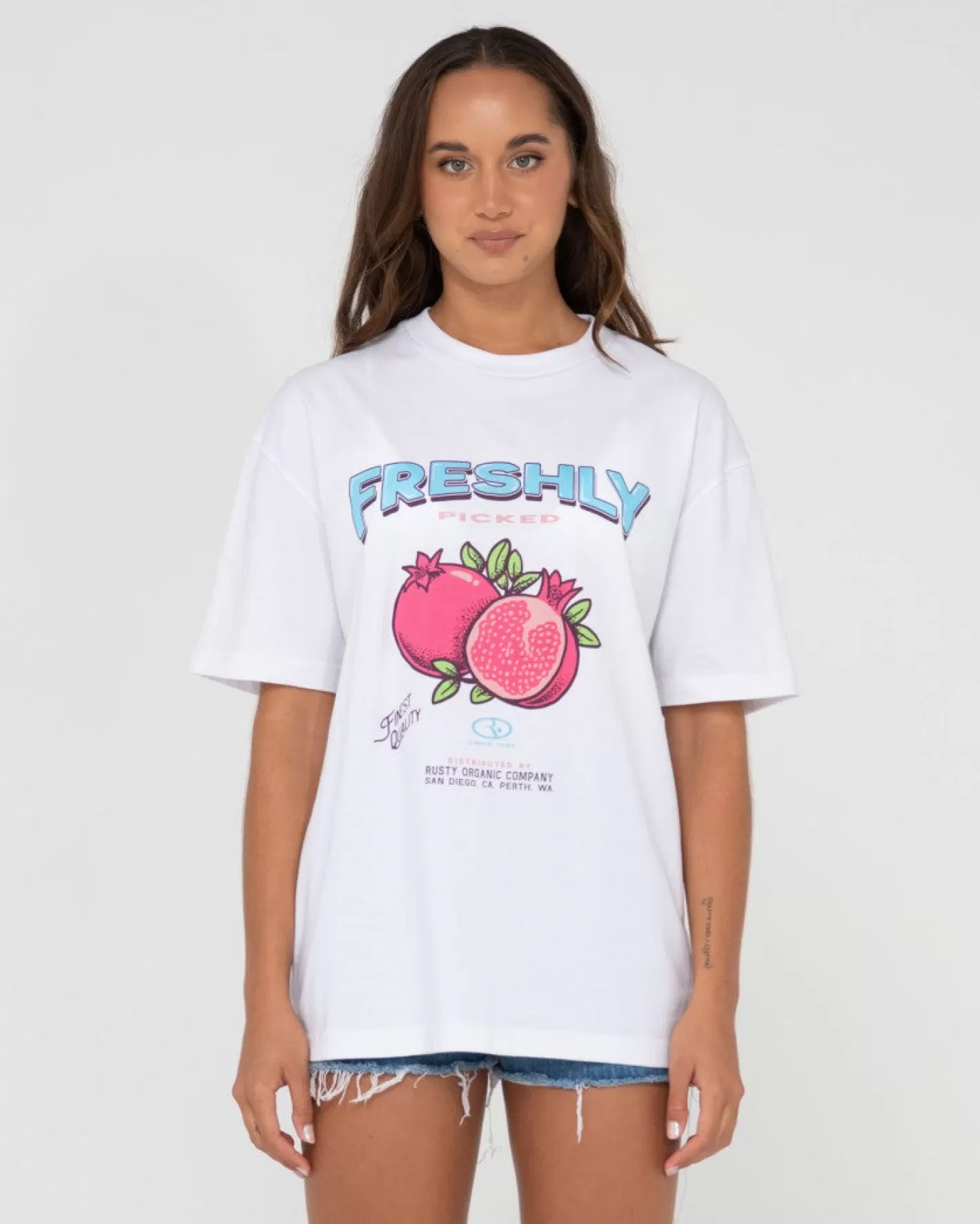 Mujer Rusty Camiseta Con Grafico Extragrande Fruitful