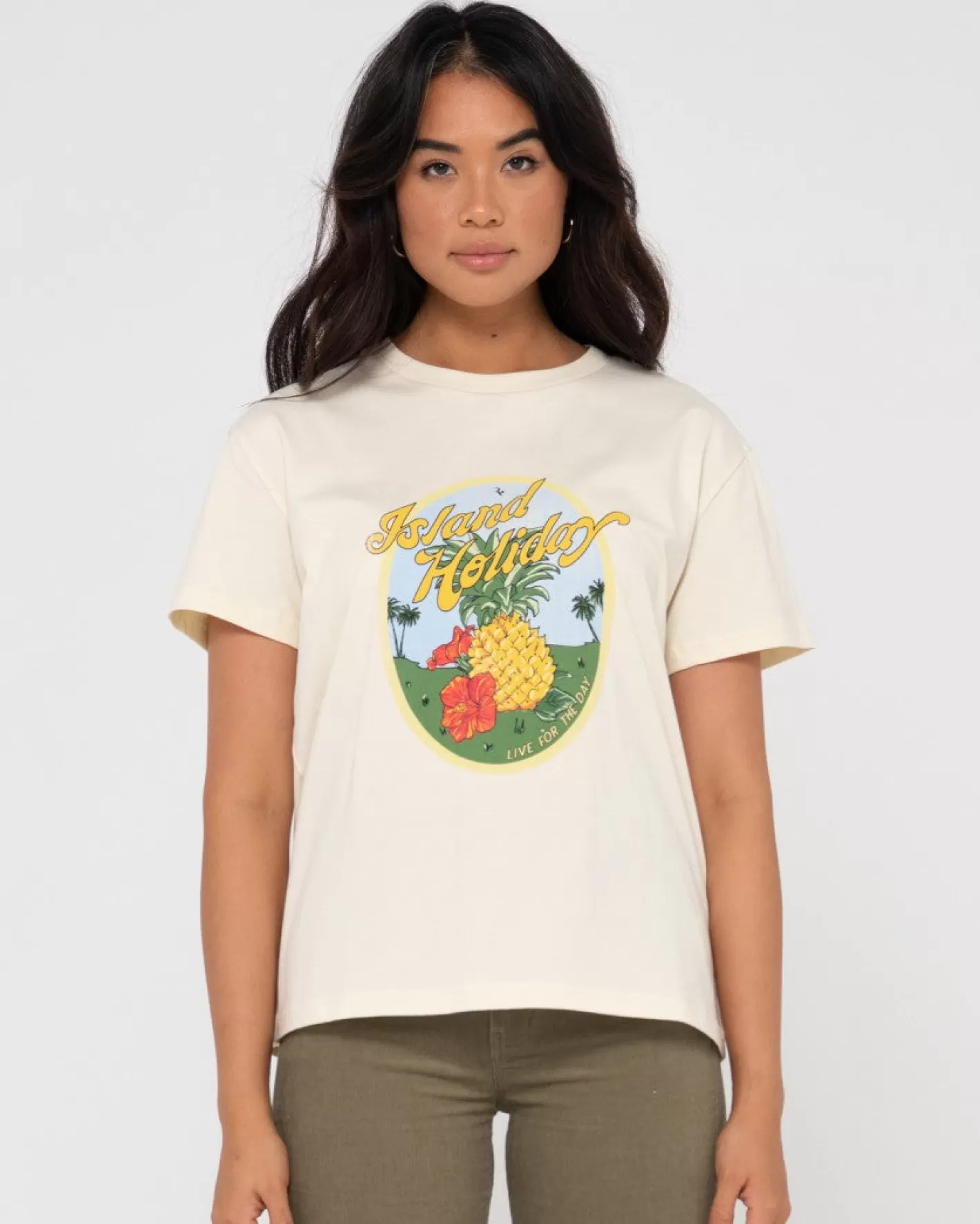 Mujer Rusty Camiseta Con Grafico Relajado Island Holiday