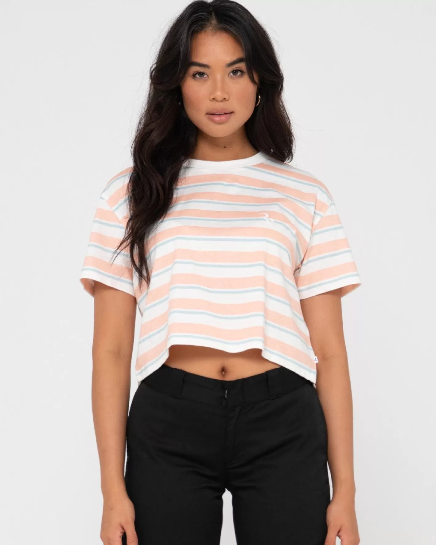 Mujer Rusty Camiseta Corta Holgada Con Rayas Camila