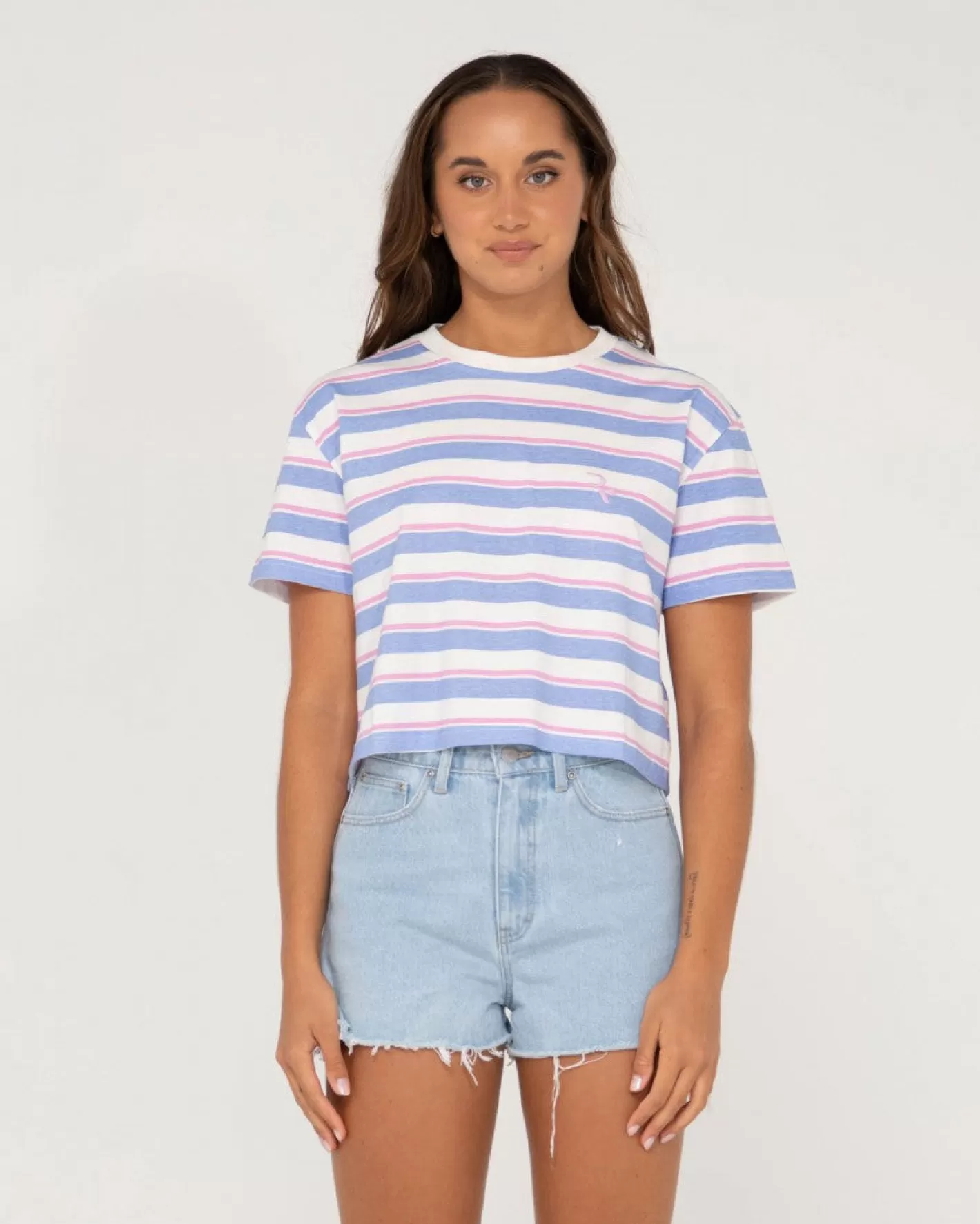 Mujer Rusty Camiseta Corta Holgada Con Rayas Camila