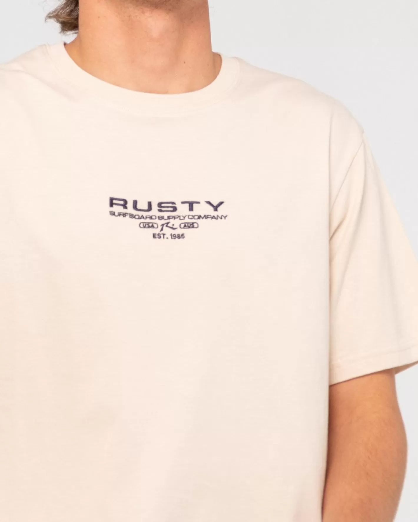 Hombre Rusty Camiseta De Manga Corta Bordada Ho-Stack