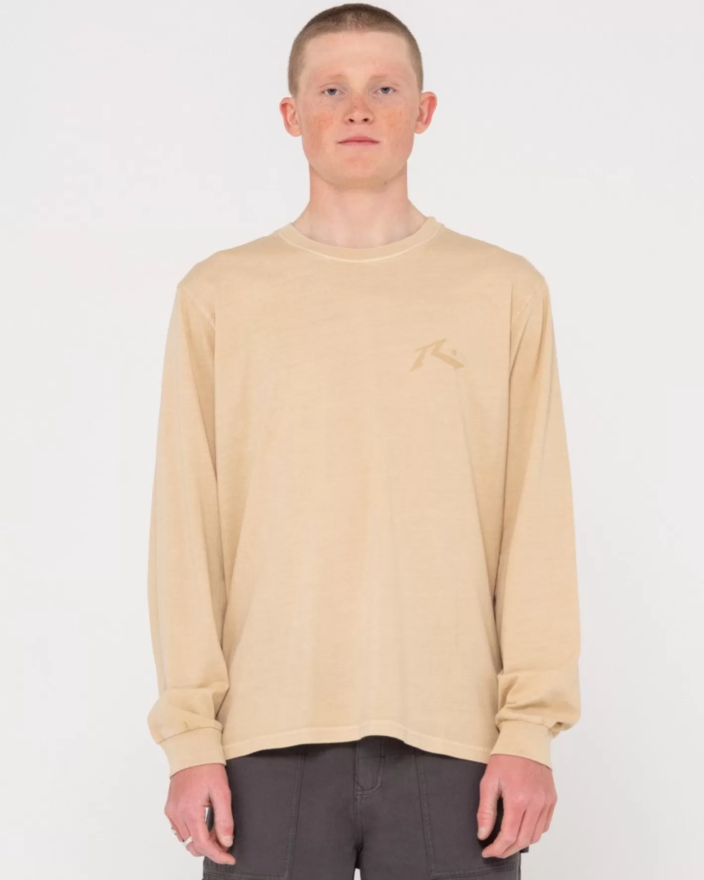 Hombre Rusty Camiseta De Manga Larga Con Lavado Comp