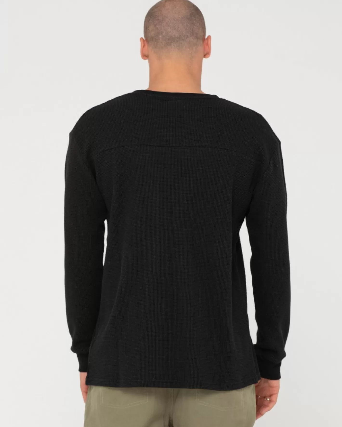 Hombre Rusty Camiseta De Manga Larga Tipo Gofre De Corte Corto