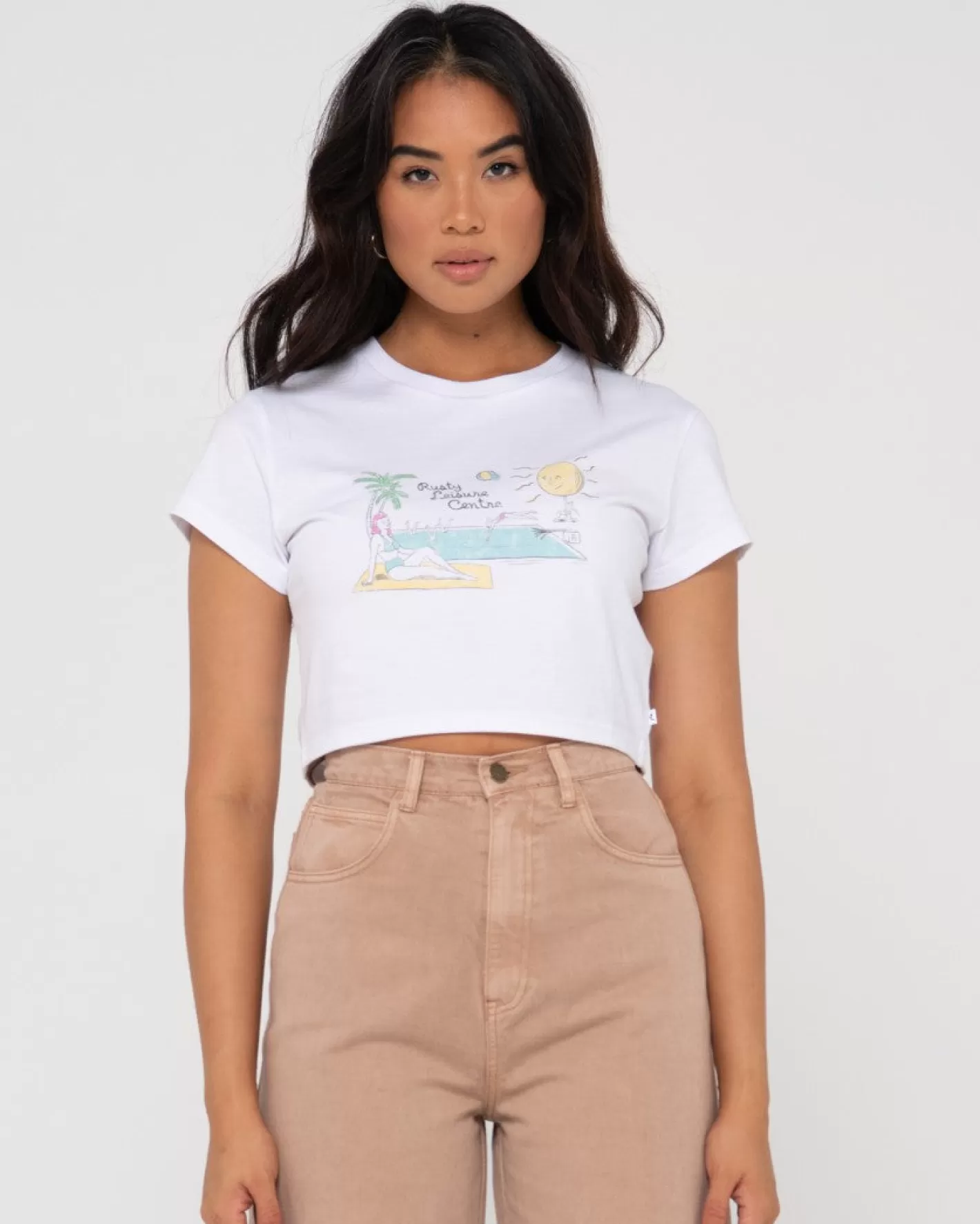Mujer Rusty Camiseta Para Bebe Con Grafico Organico Junto A La Piscina