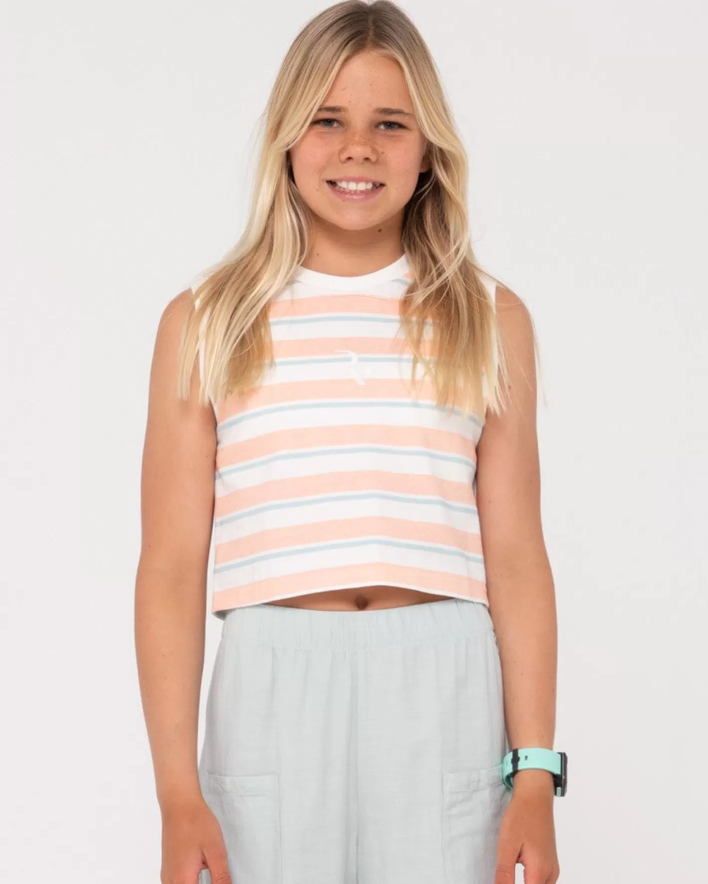 Niños Rusty Camiseta Sin Mangas Camila Stripe Muscle Para Ninas