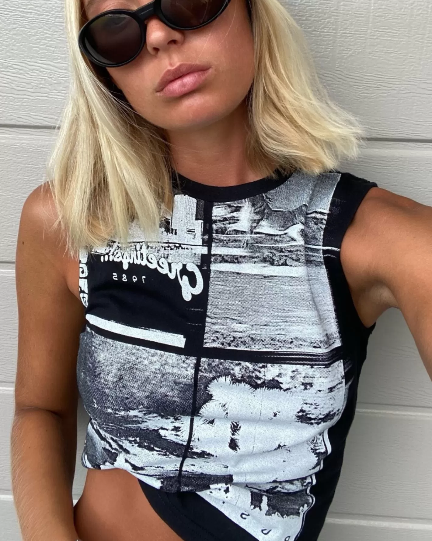 Mujer Rusty Camiseta Sin Mangas De Corte Slim Con Grafico Greetings