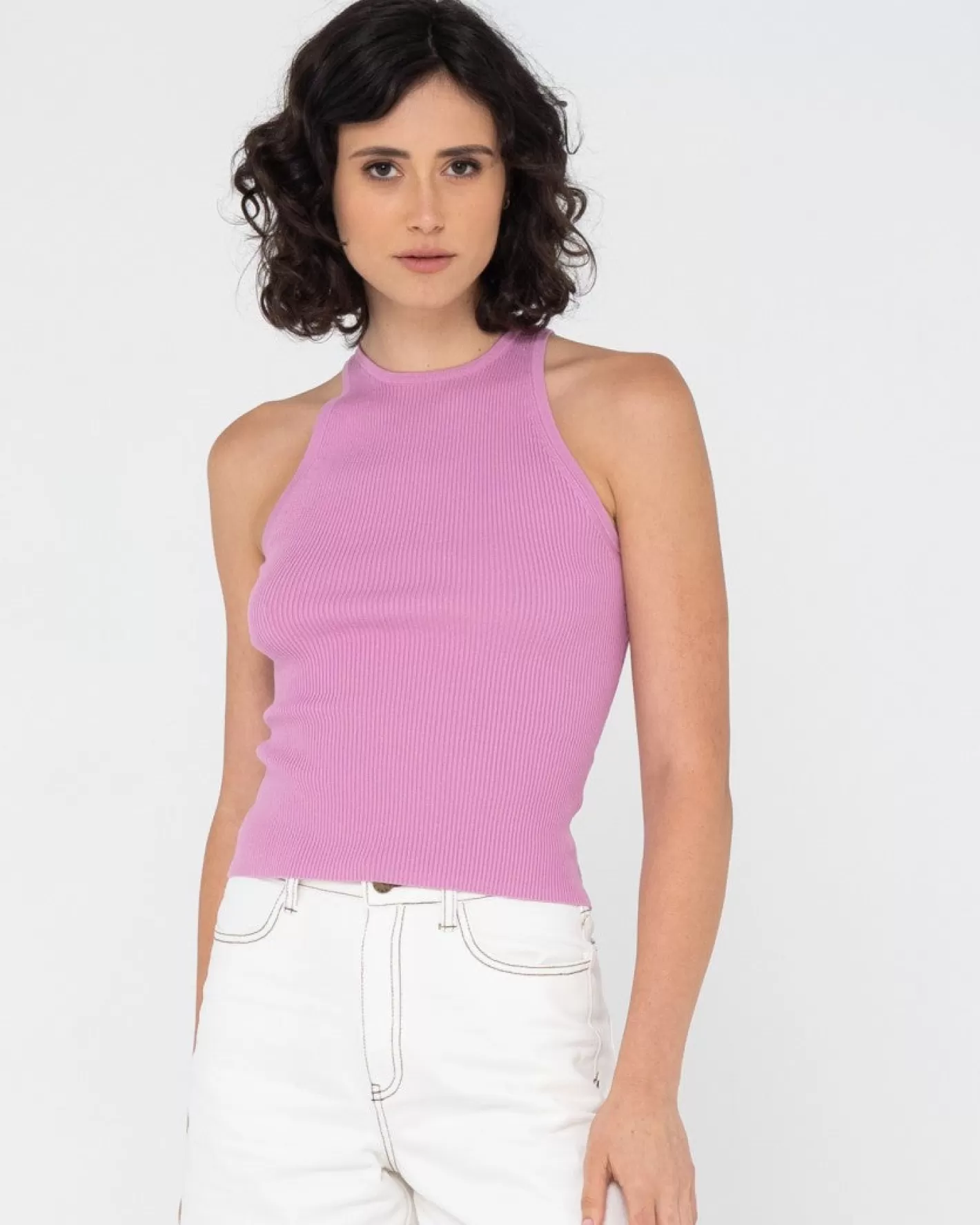 Mujer Rusty Camiseta Sin Mangas De Punto Acanalado Charis