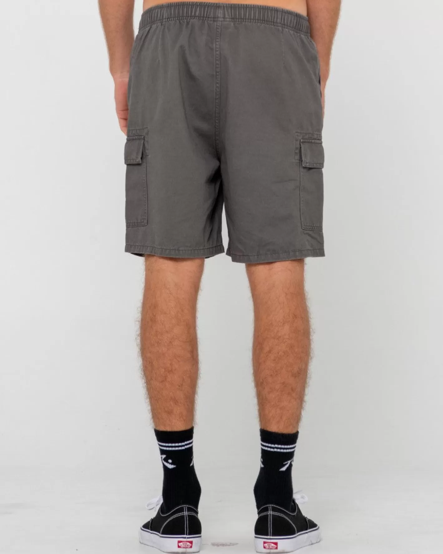 Hombre Rusty Camper Pantalon Corto Cargo Elastico Con Lavado Vintage