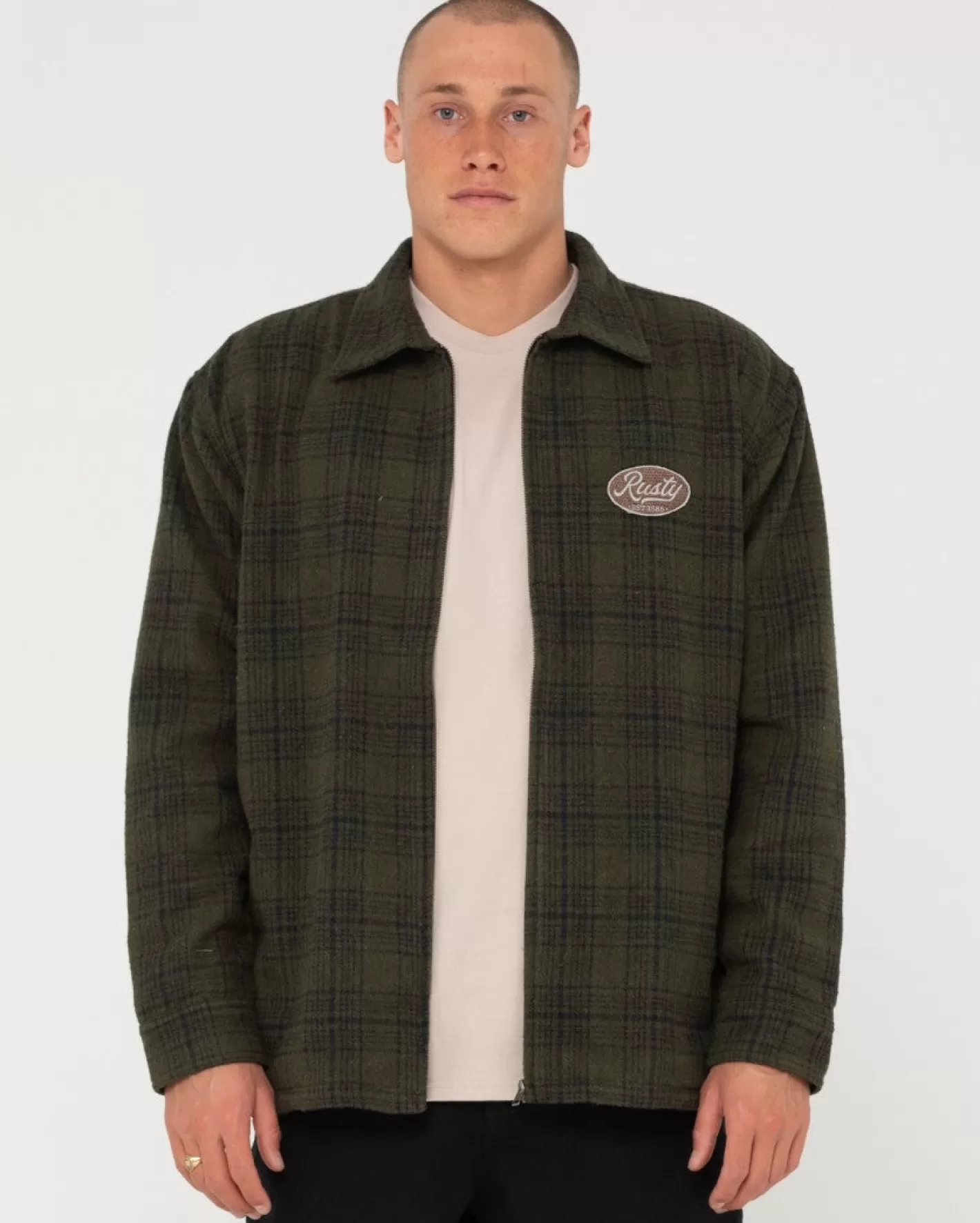 Hombre Rusty Chaqueta Tejida A Cuadros Con Cremallera Woodchuck