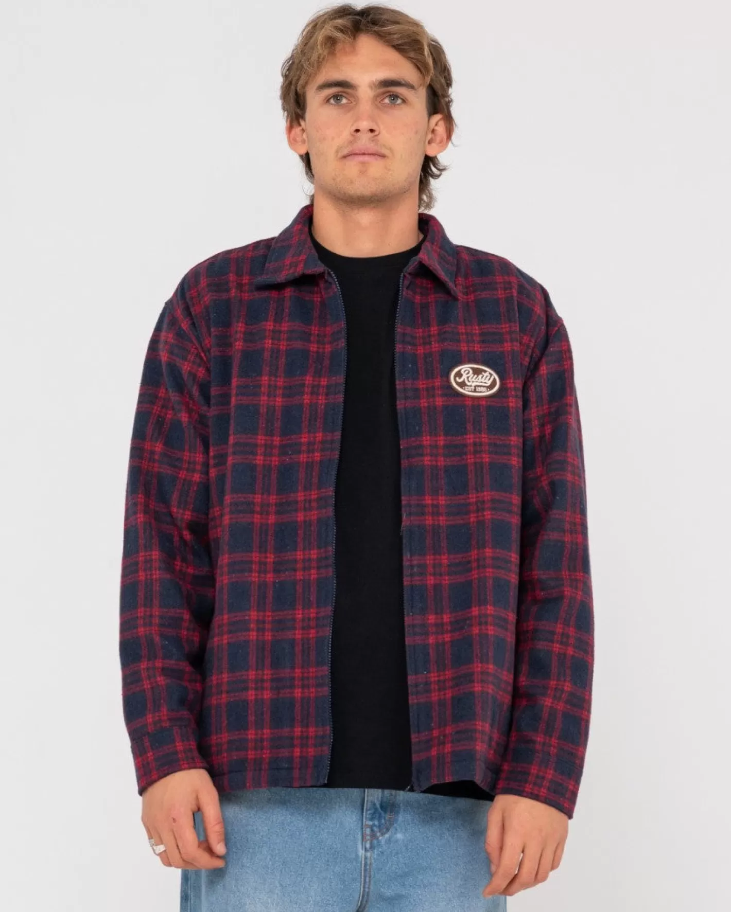 Hombre Rusty Chaqueta Tejida A Cuadros Con Cremallera Woodchuck