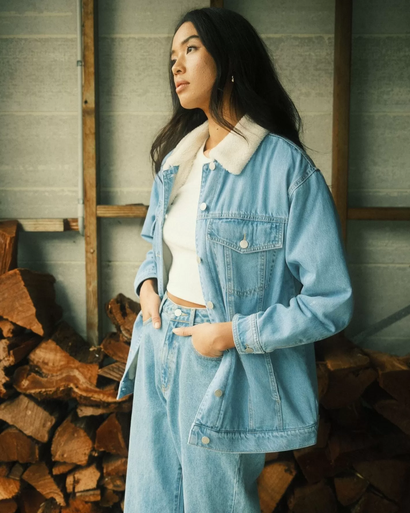 Mujer Rusty Chaqueta Vaquera Estilo Camionero