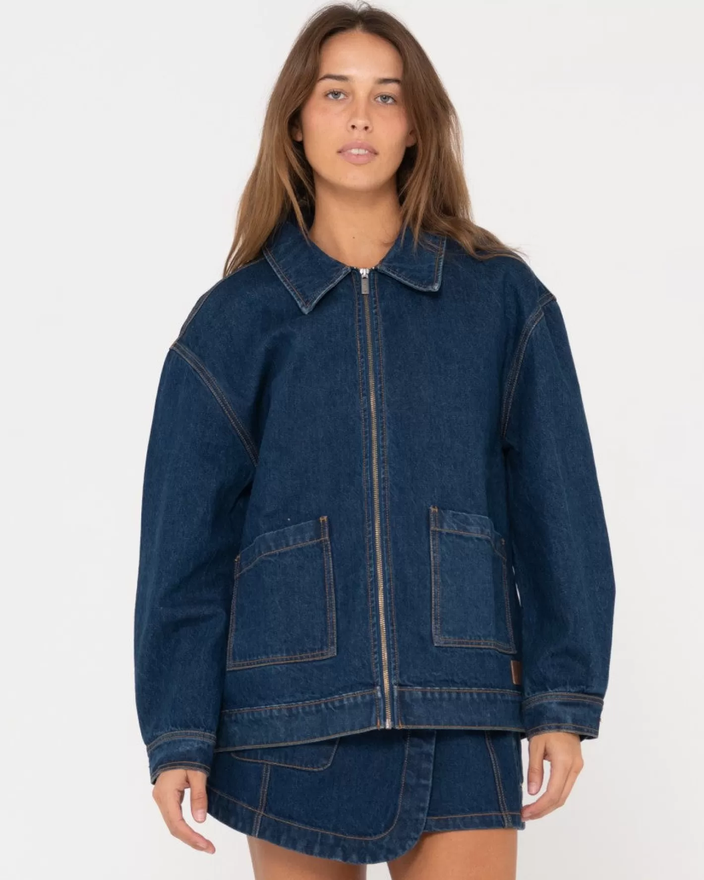 Mujer Rusty Chaqueta Vaquera Extragrande Con Cremallera Ryley