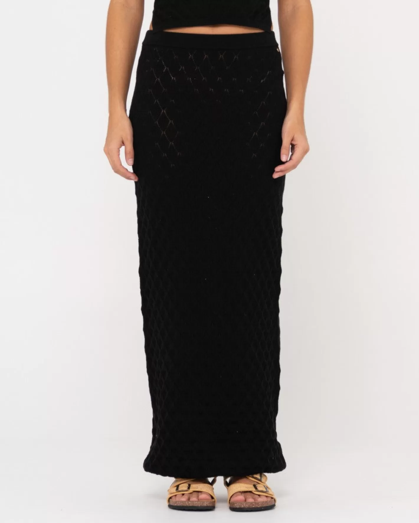 Mujer Rusty Falda Larga De Punto Con Croche Leo