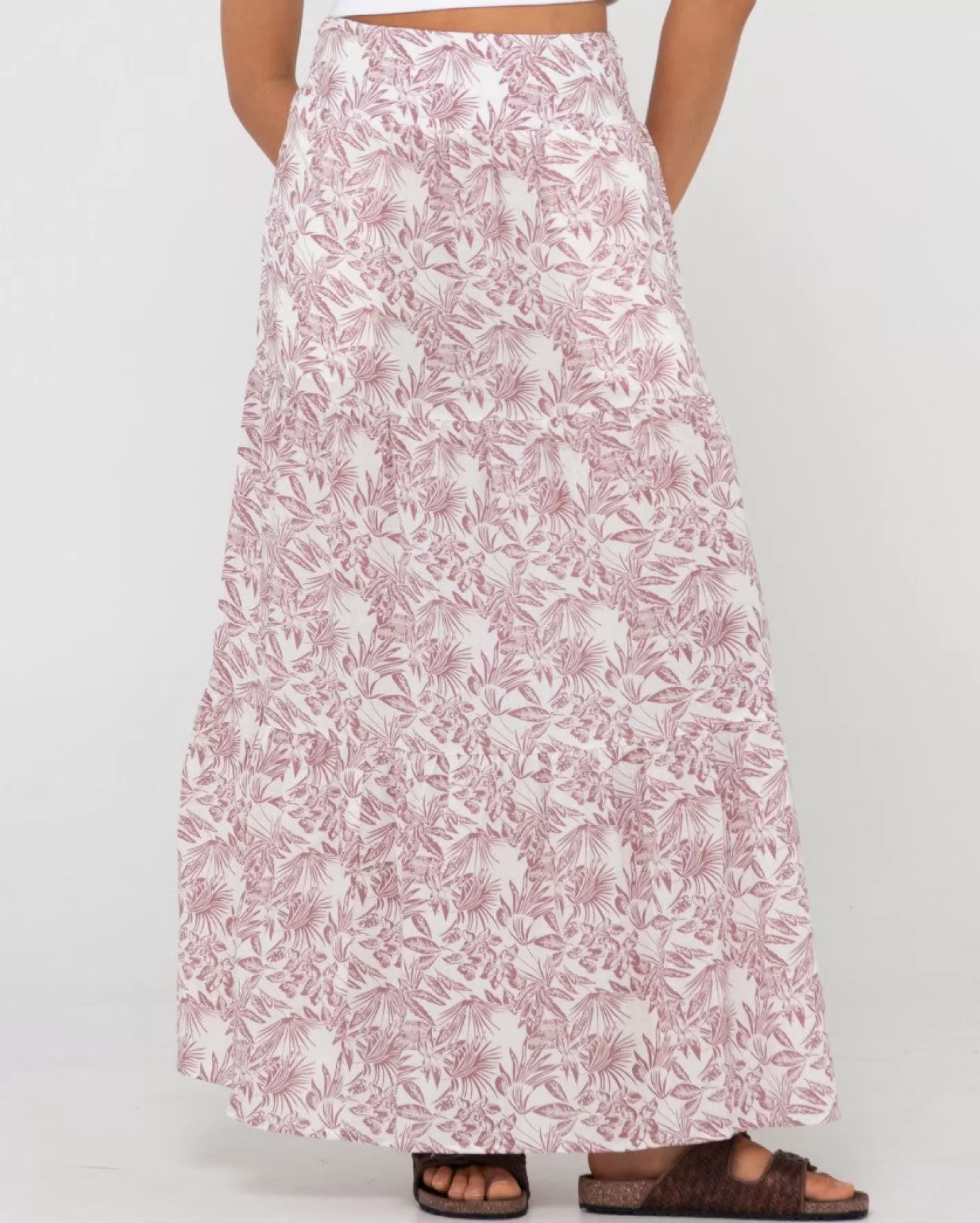 Mujer Rusty Falda Larga Floral De Talle Alto Faye