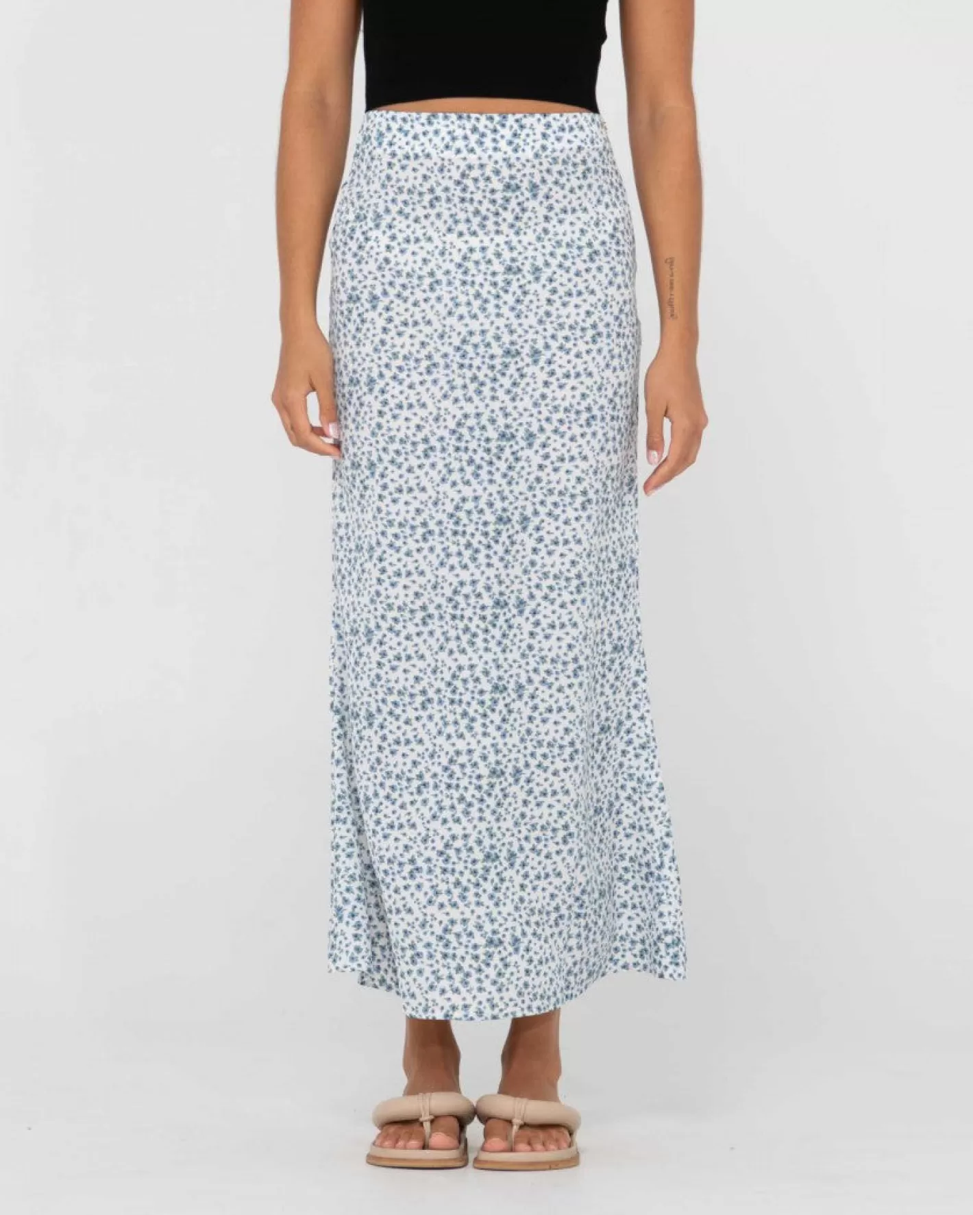 Mujer Rusty Falda Midi De Talle Alto Con Estampado Floral De Balnear