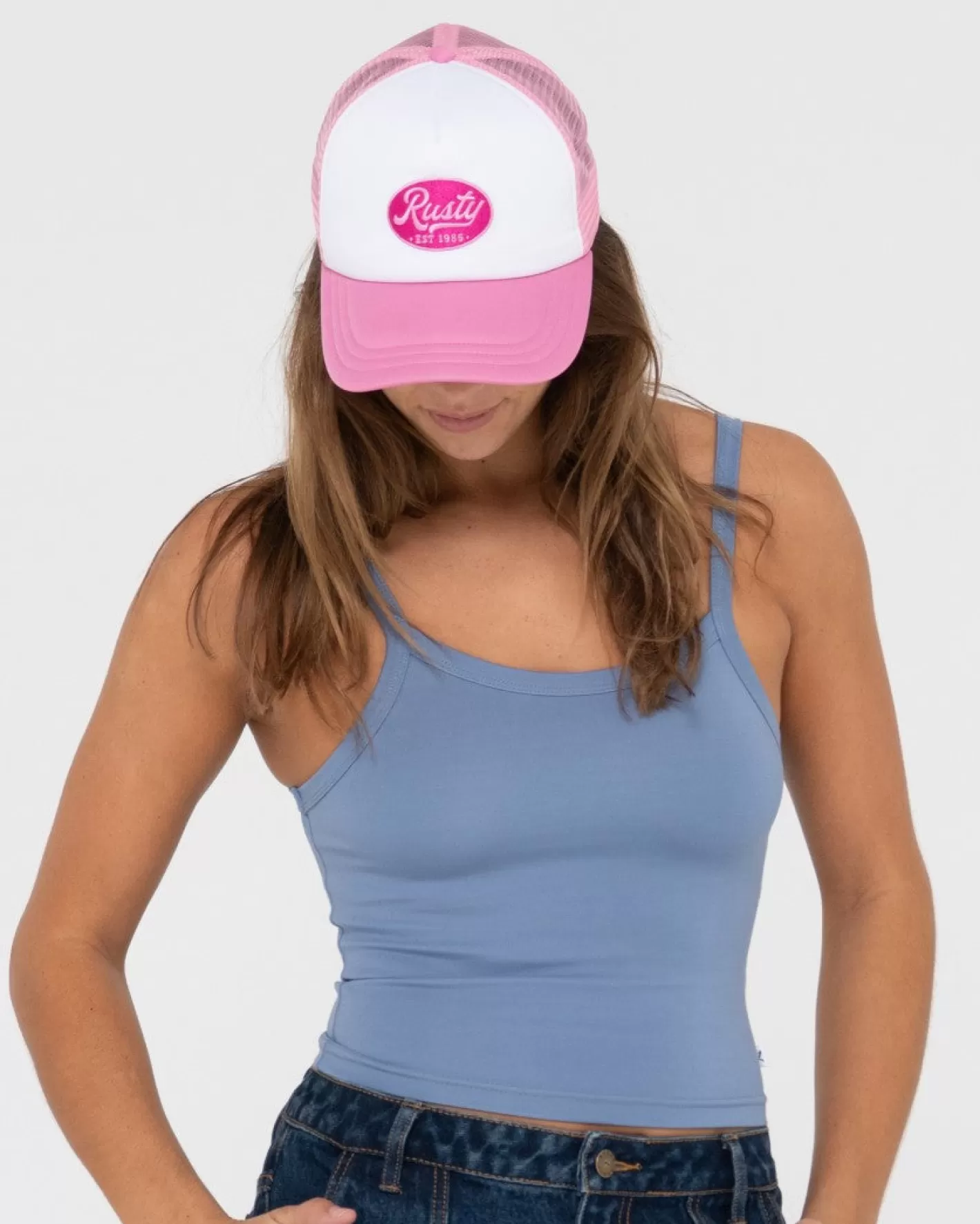 Mujer Rusty Gorra Trucker De 5 Paneles Pit Stop