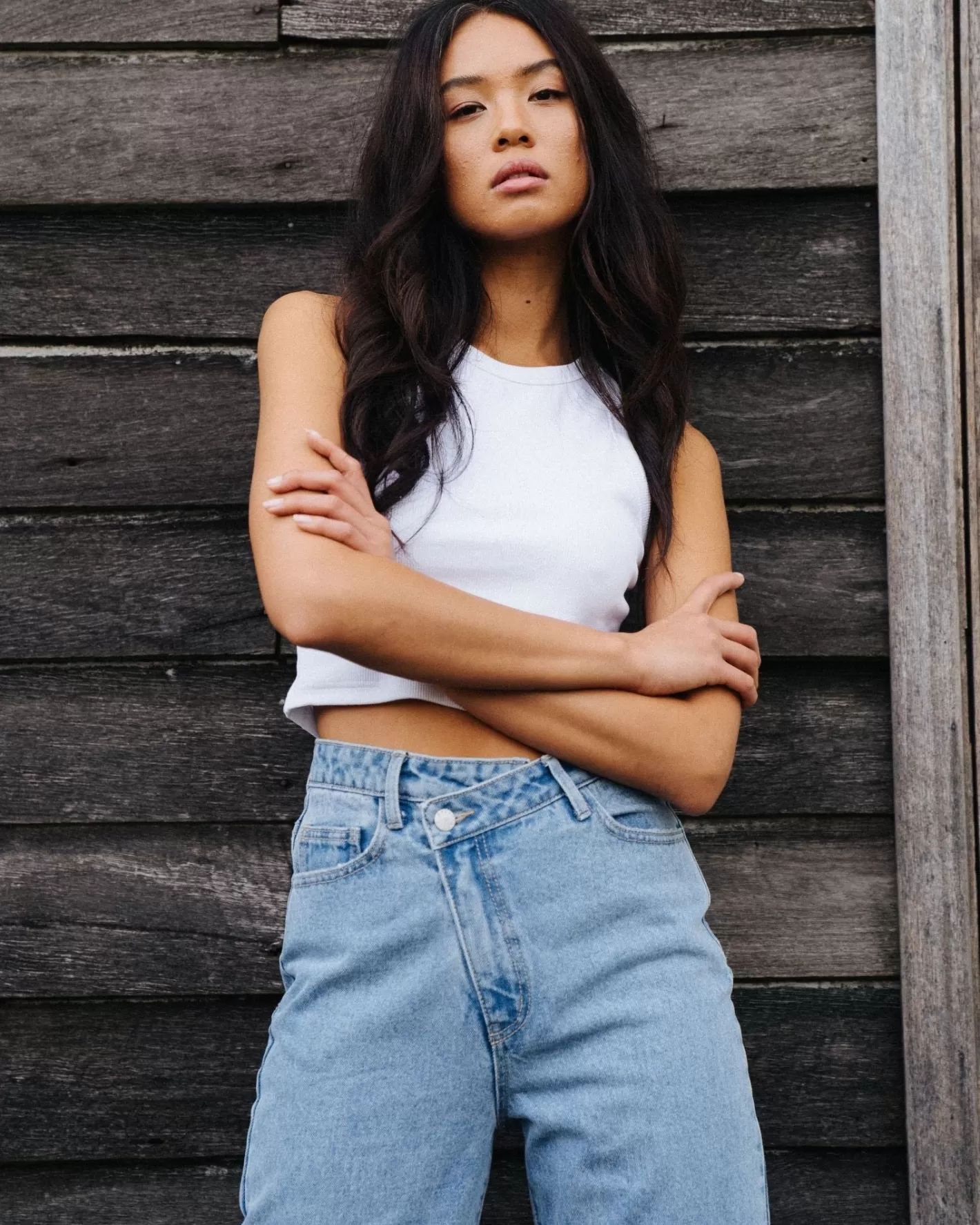 Mujer Rusty Jean Recto Desgastado De Talle Alto Chloe