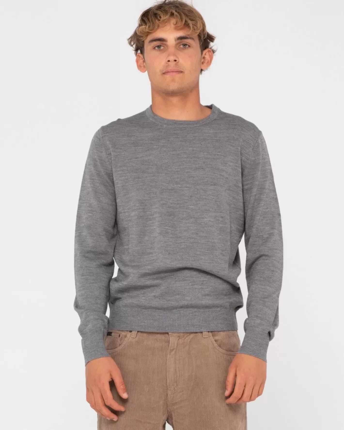 Hombre Rusty Jersey De Punto Con Cuello Redondo De Lana Ligera