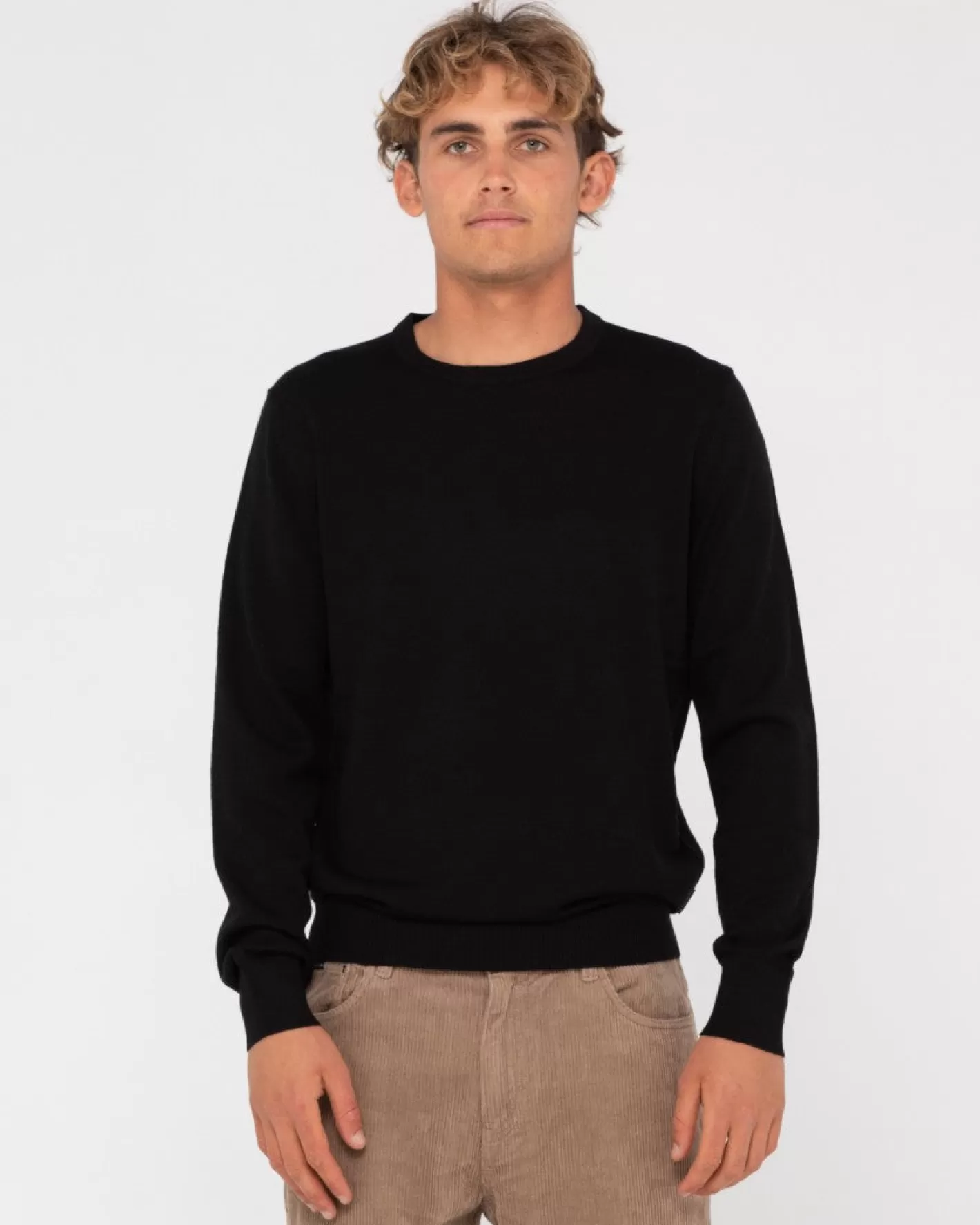 Hombre Rusty Jersey De Punto Con Cuello Redondo De Lana Ligera