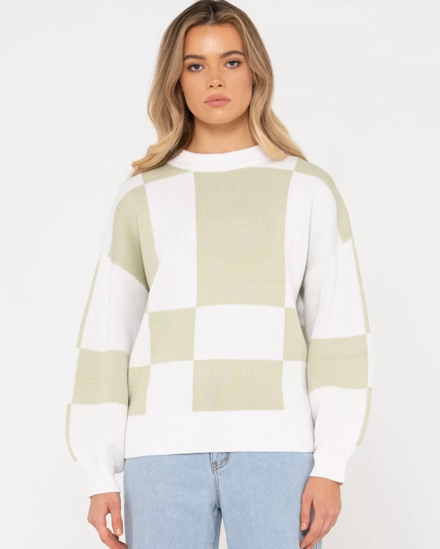 Mujer Rusty Jersey De Punto Con Cuello Redondo En Contraste Dora