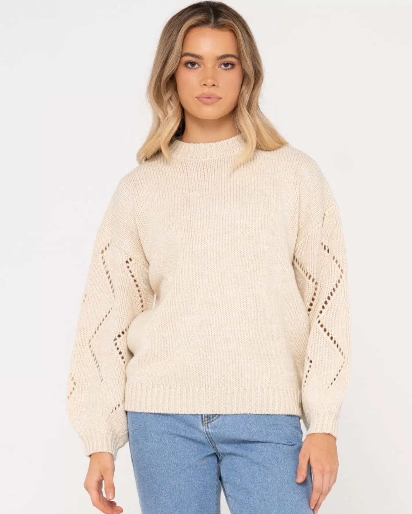 Mujer Rusty Jersey De Punto Con Cuello Redondo Y Ajuste Relajado Rossie