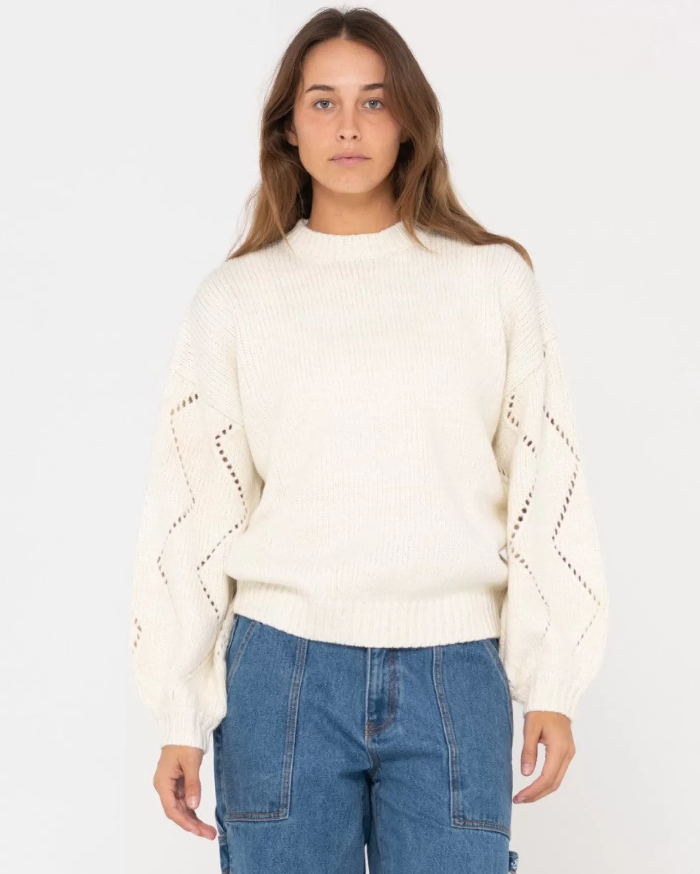 Mujer Rusty Jersey De Punto Con Cuello Redondo Y Ajuste Relajado Rossie