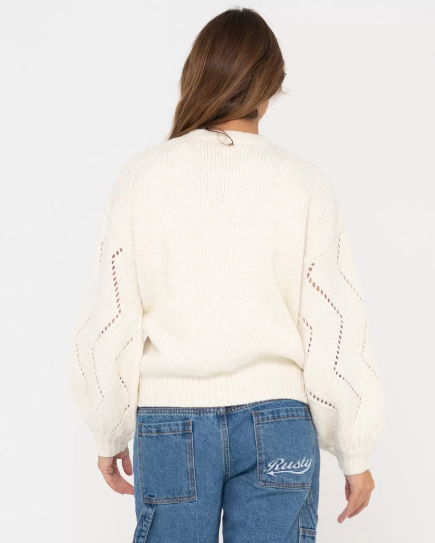 Mujer Rusty Jersey De Punto Con Cuello Redondo Y Ajuste Relajado Rossie