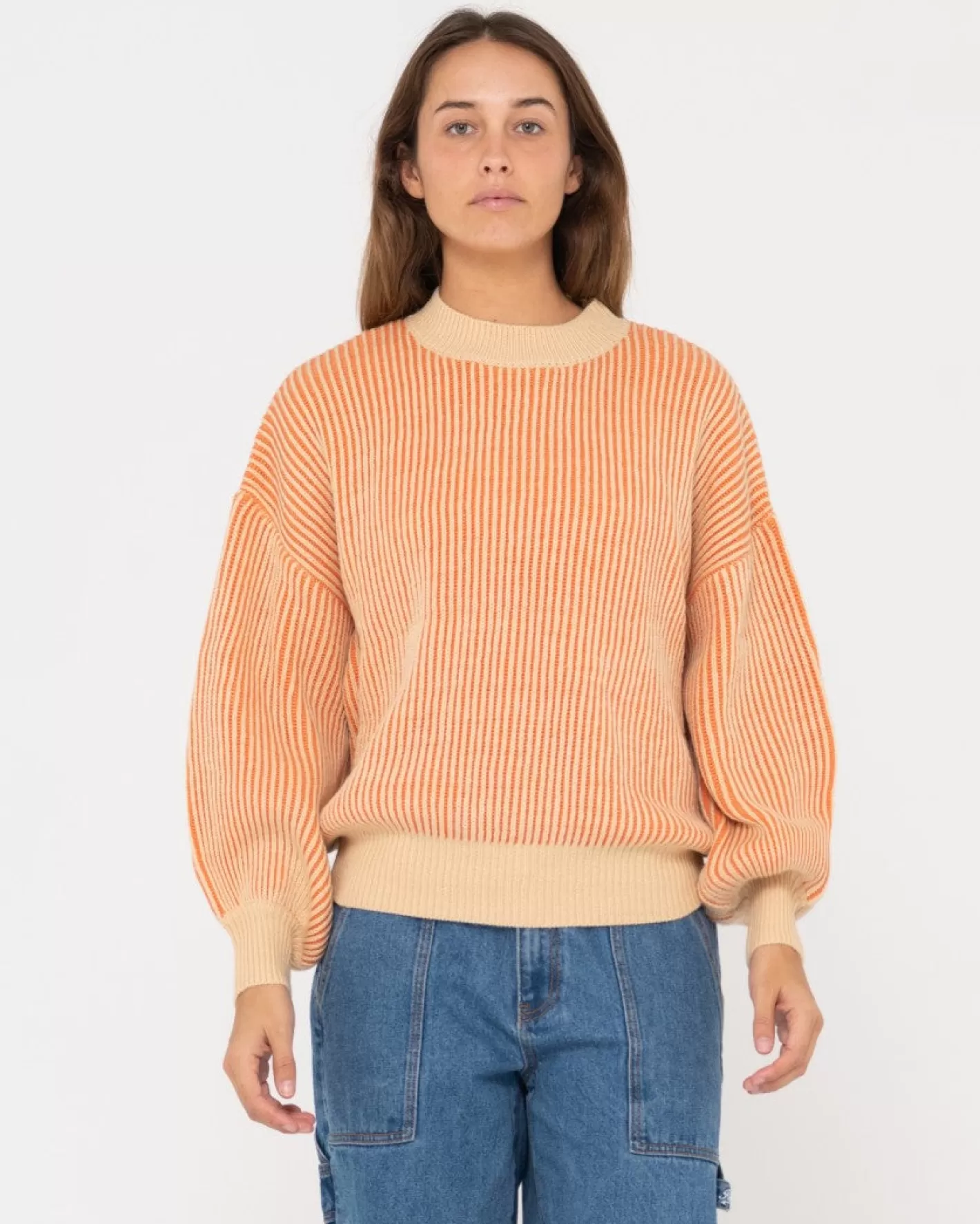 Mujer Rusty Jersey De Punto Con Cuello Simulado Y Ajuste Relajado De Ora