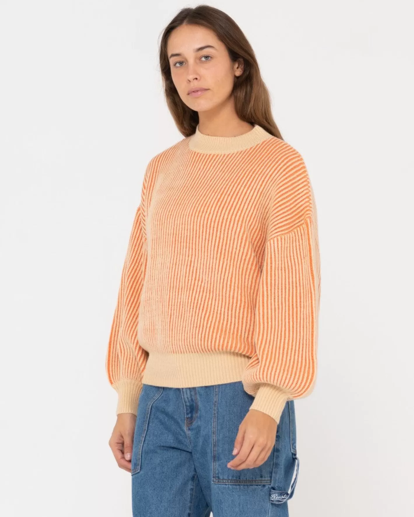 Mujer Rusty Jersey De Punto Con Cuello Simulado Y Ajuste Relajado De Ora