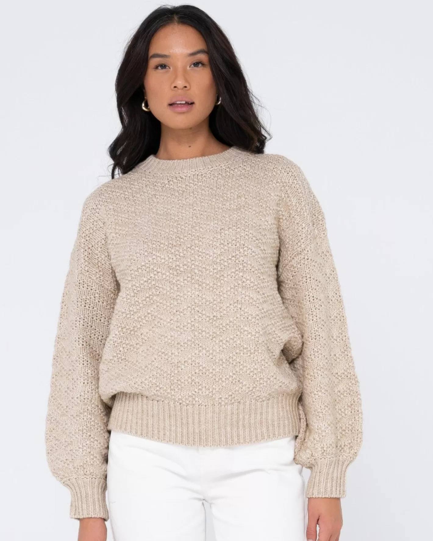 Mujer Rusty Jersey De Punto Grueso Y Relajado Con Cuello Redondo De Loulou
