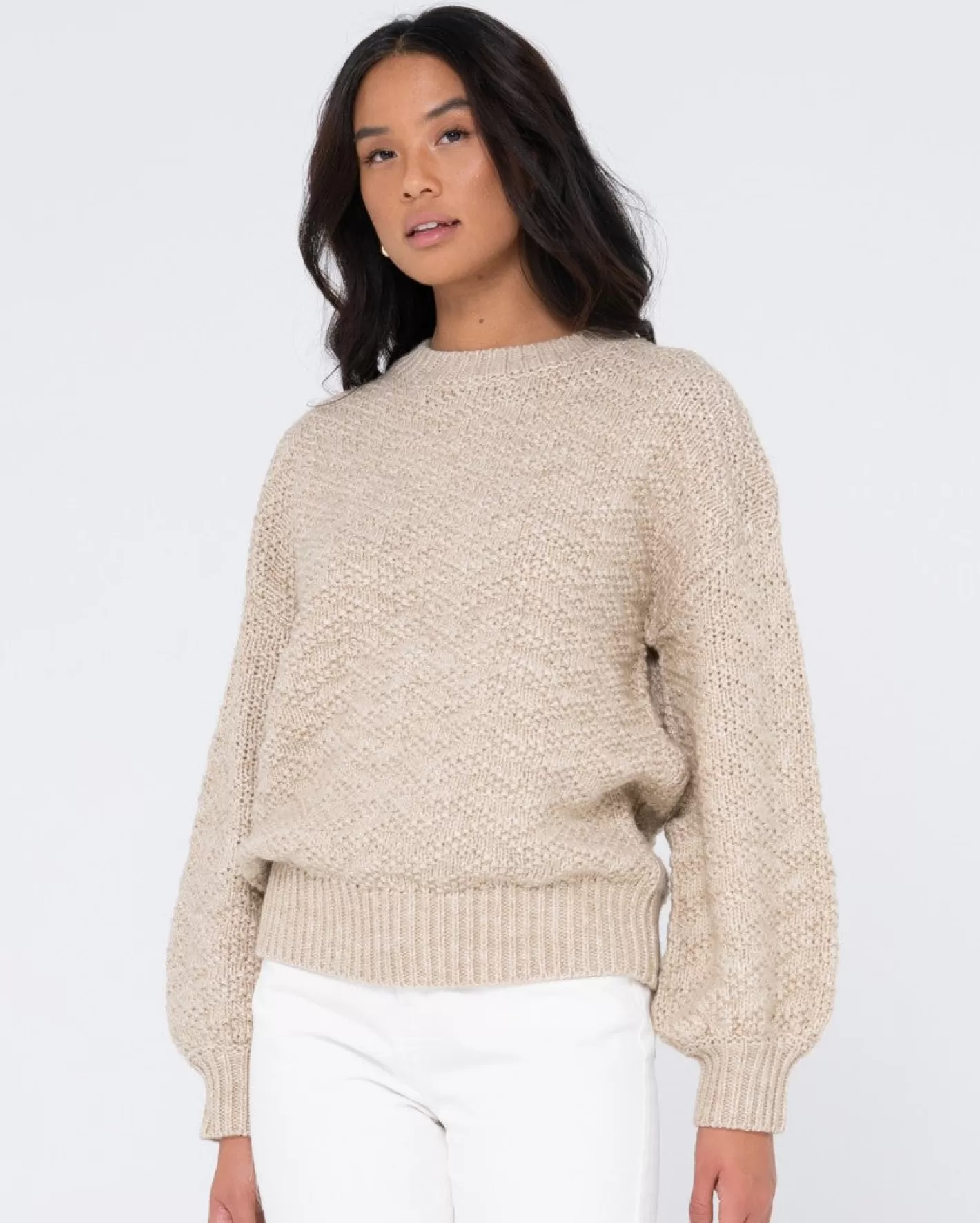 Mujer Rusty Jersey De Punto Grueso Y Relajado Con Cuello Redondo De Loulou