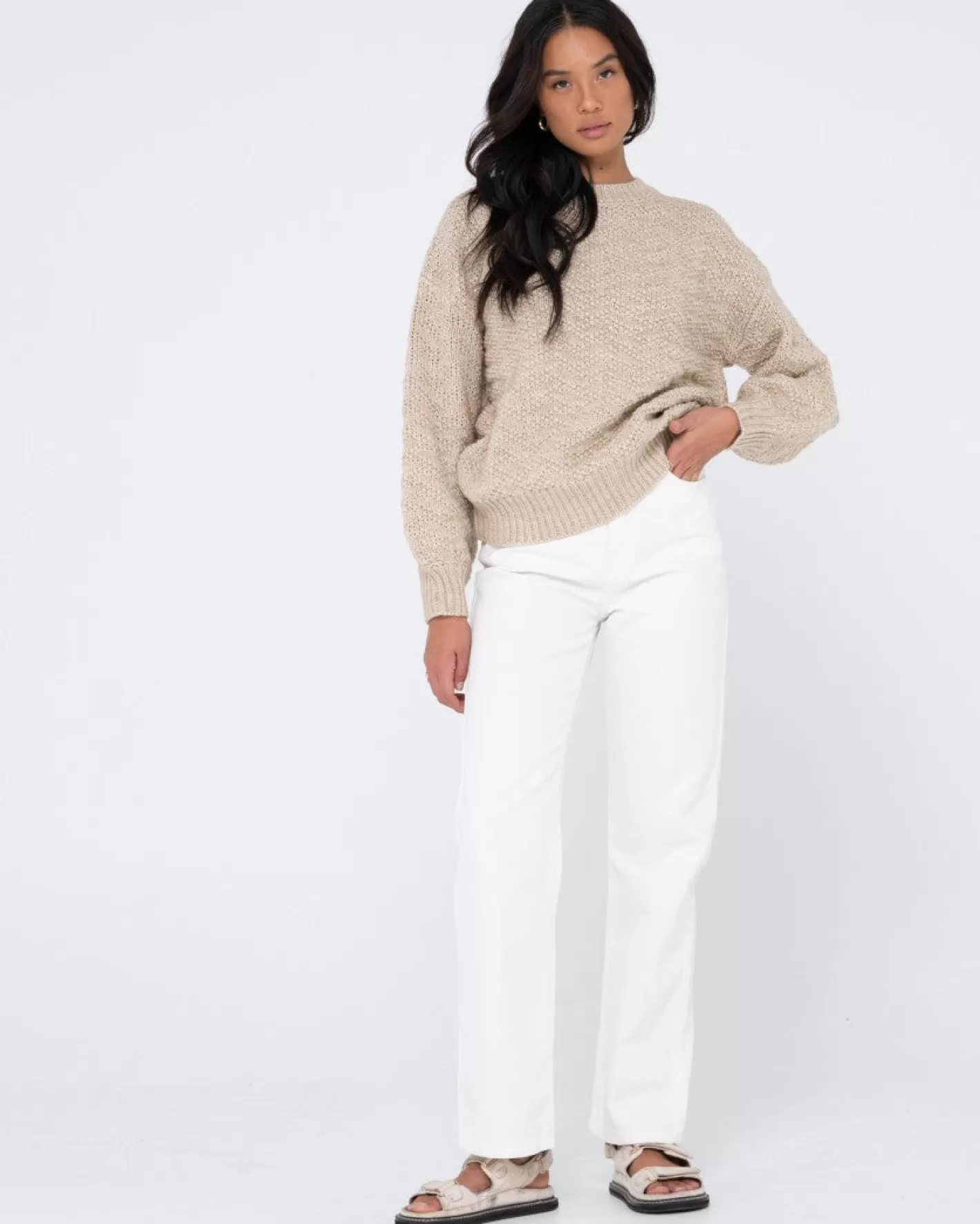 Mujer Rusty Jersey De Punto Grueso Y Relajado Con Cuello Redondo De Loulou