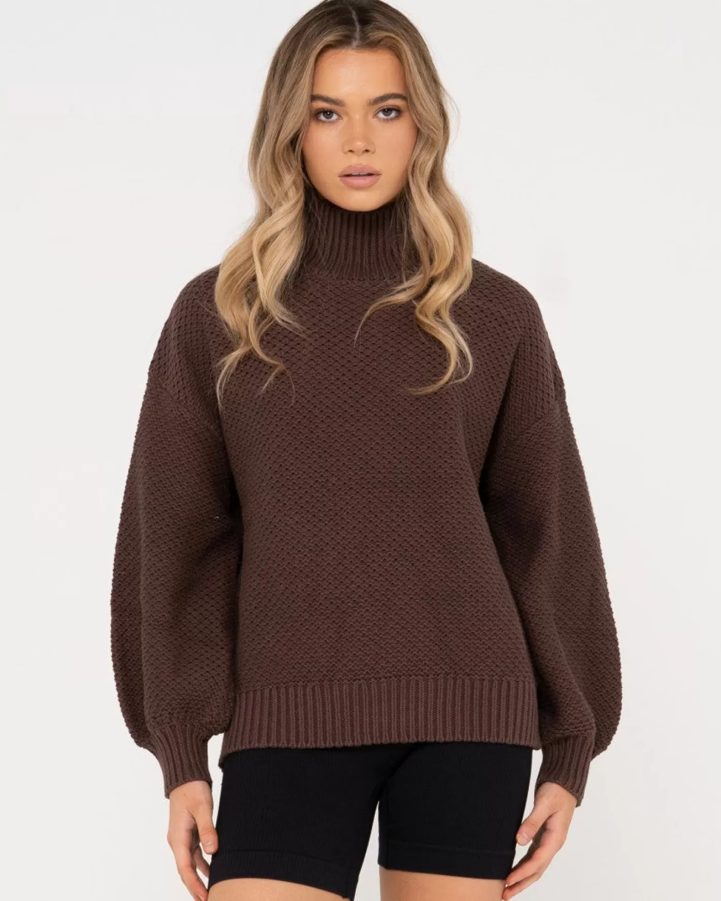 Mujer Rusty Jersey De Punto Grueso Y Relajado Con Cuello Simulado Marlow