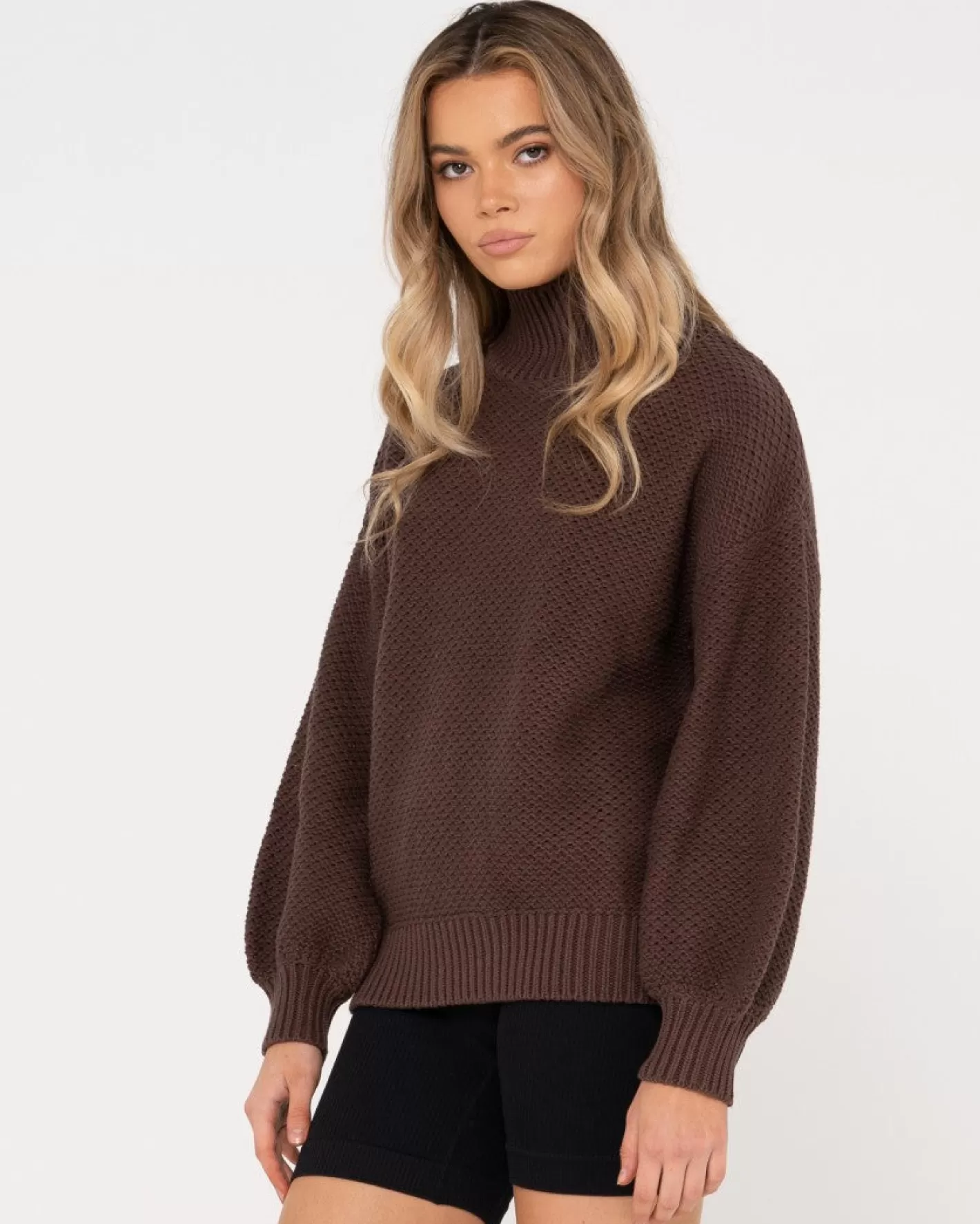 Mujer Rusty Jersey De Punto Grueso Y Relajado Con Cuello Simulado Marlow